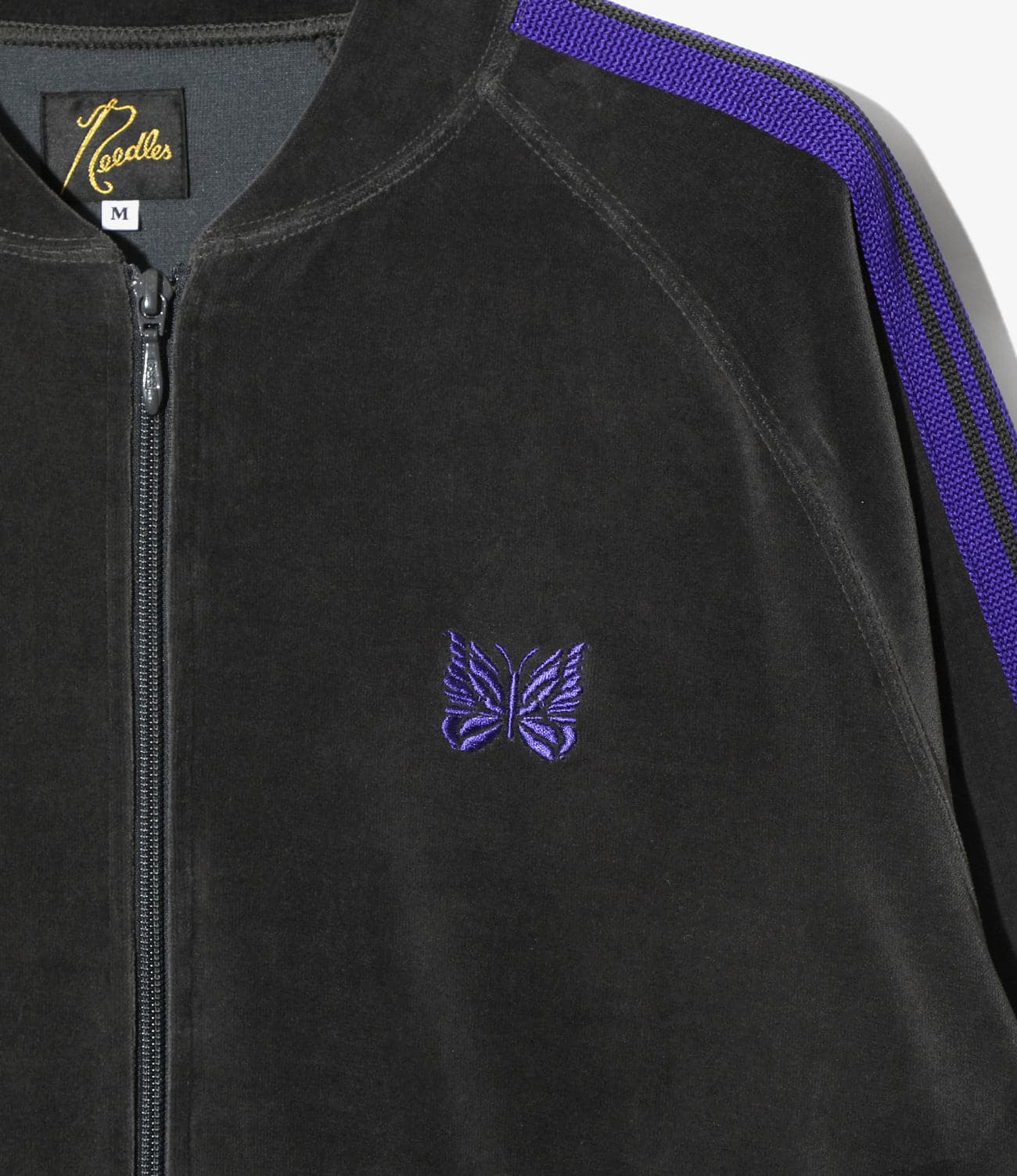 NEEDLES/ニードルズ/RIB COLLAR TRACK JACKET - C/PE VELOUR リブカラートラックジャケットベロア CHARCOAL M