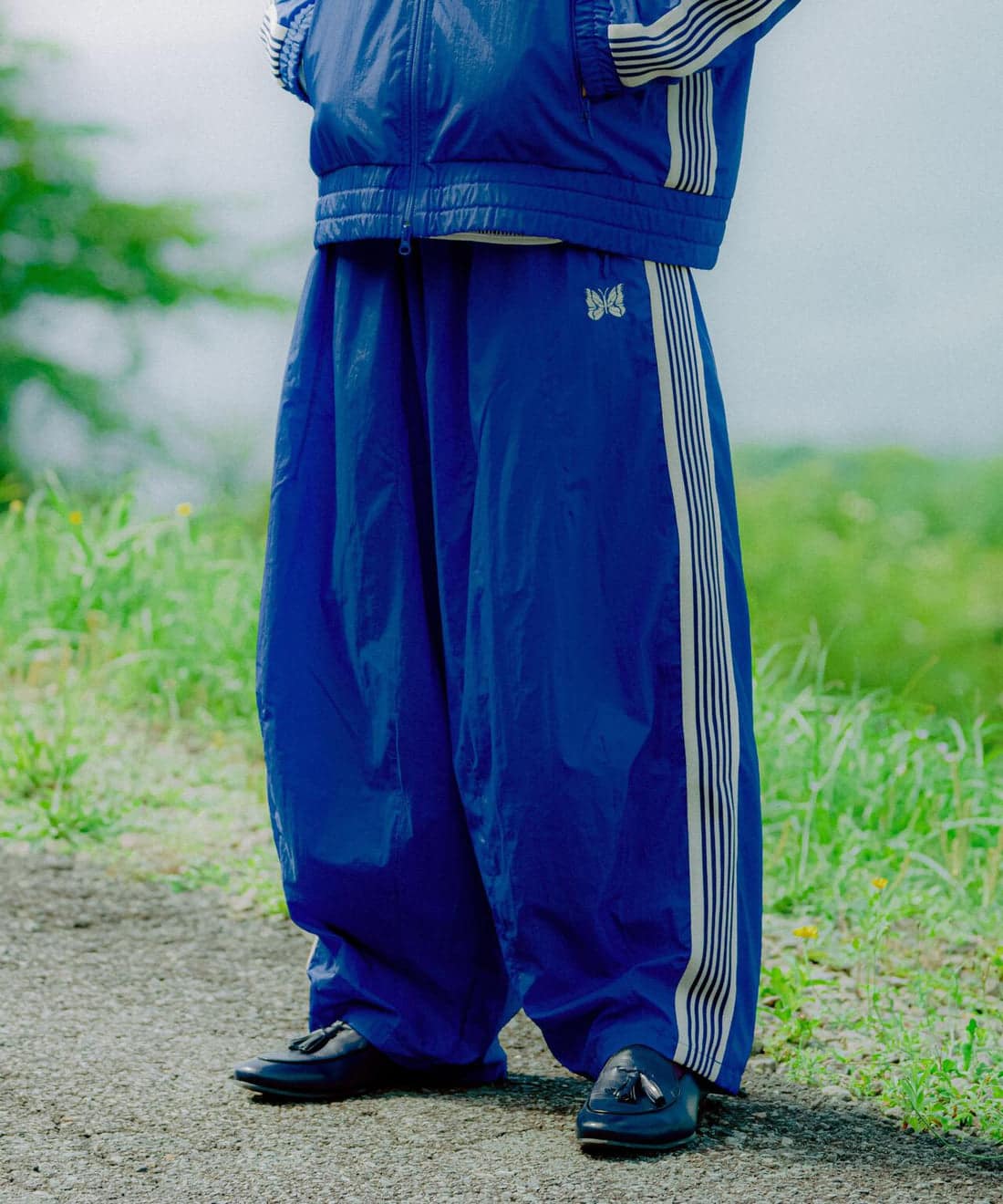NEEDLES×BEAVER/ニードルズ×ビーバー/別注H.D. Track Pant - NYLON ヒザデルトラックパンツナイロン BLUE XS