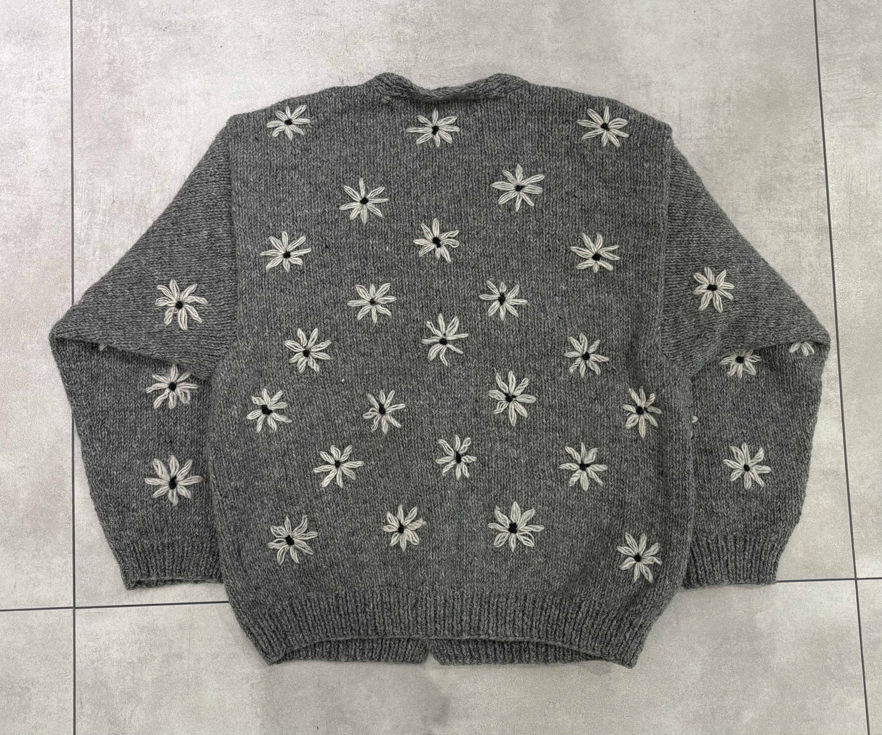MacMahon Knitting Mills /マクマホンニッティングミルズ/Button Cardigan - Embroider GRAY FREE