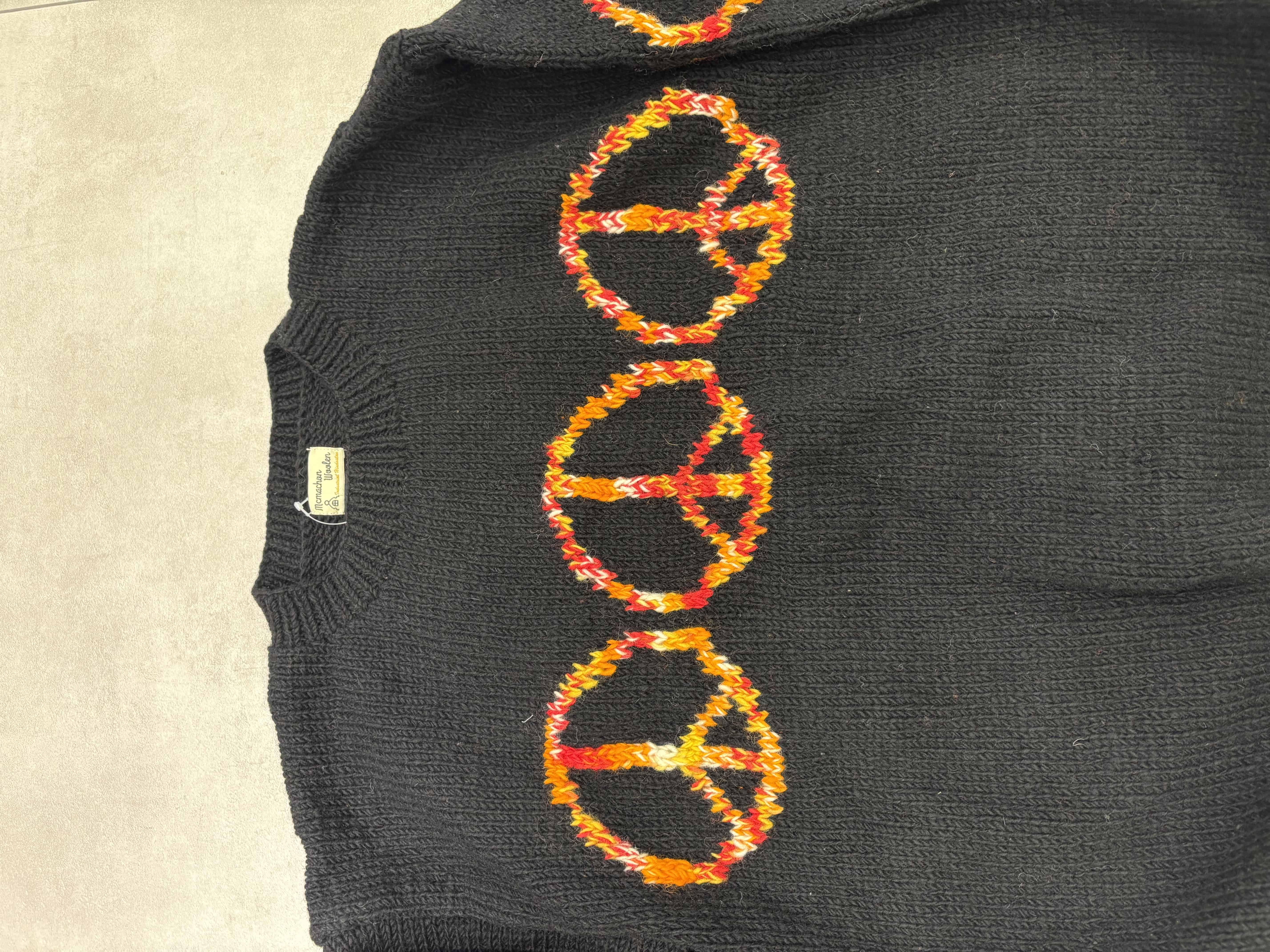 MacMahon Knitting Mills /マクマホンニッティングミルズ/Crew Neck Knit - Peace BLACK FREE