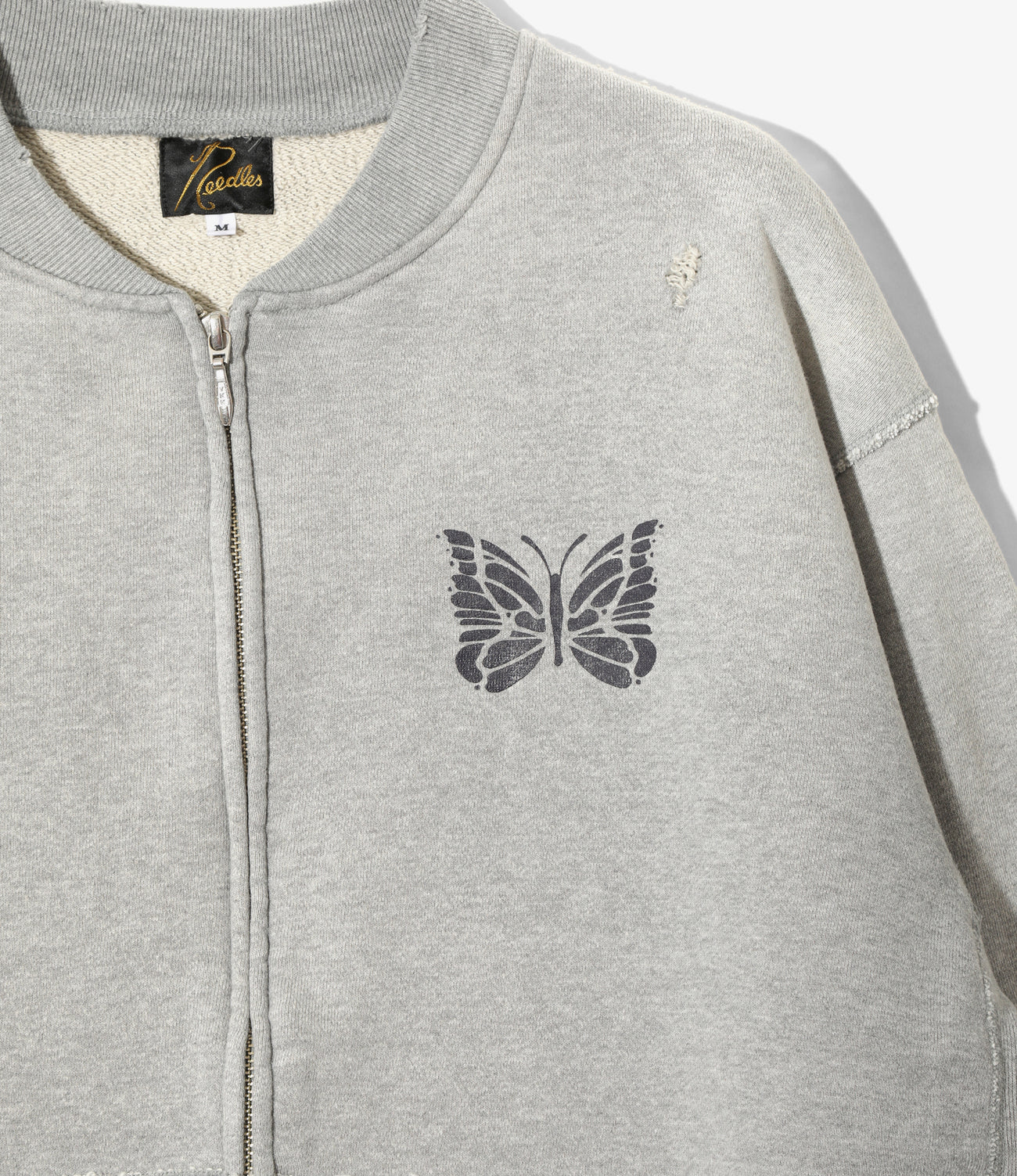 NEEDLES/ニードルズ/DECONSTRUCTED ZIPPED SWEAT ジップドスウェット H.GRAY M