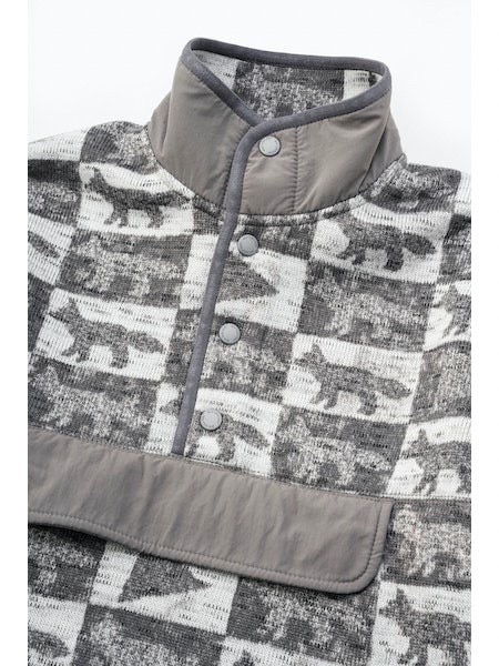 [MAISON KITSUNE×and wander/メゾンキツネ×アンドワンダー]fox checkers fleece pullover GREY 4