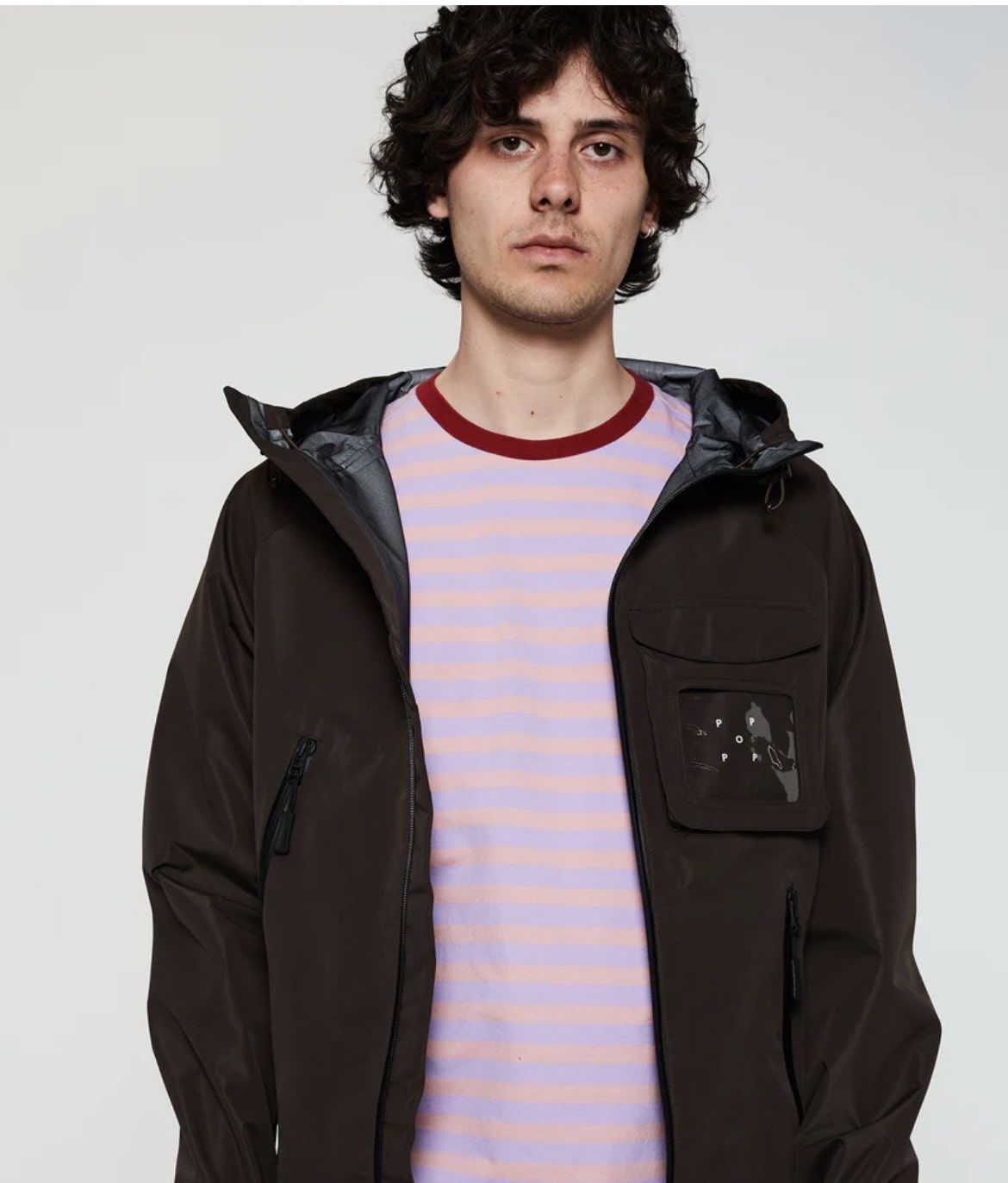 POP TRADING CO/ポップトレーディングカンパニー/Pop Striped Logo T-Shirt PINK M