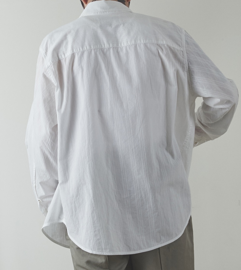 NVRFRGT/ネバーフォーゲット/GARMENT DYED DOBBY STRIPED SHIRT(1 WHITE)｜ ビーバー｜池袋PARCO |  ONLINE PARCO（オンラインパルコ）