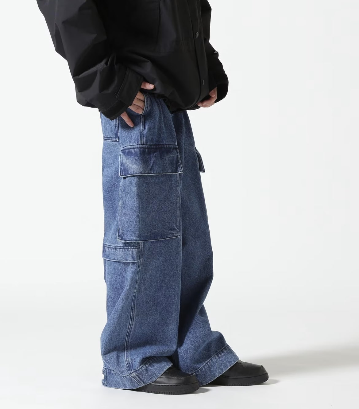 B omnivore/ビーオムニボー  DENIM CARGO PANTS デニムカーゴパンツ BLUE S