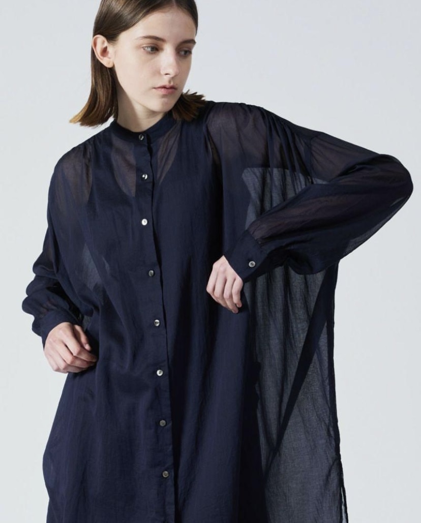 mizuiro ind/ミズイロインド　stand collar gather OP Black Free