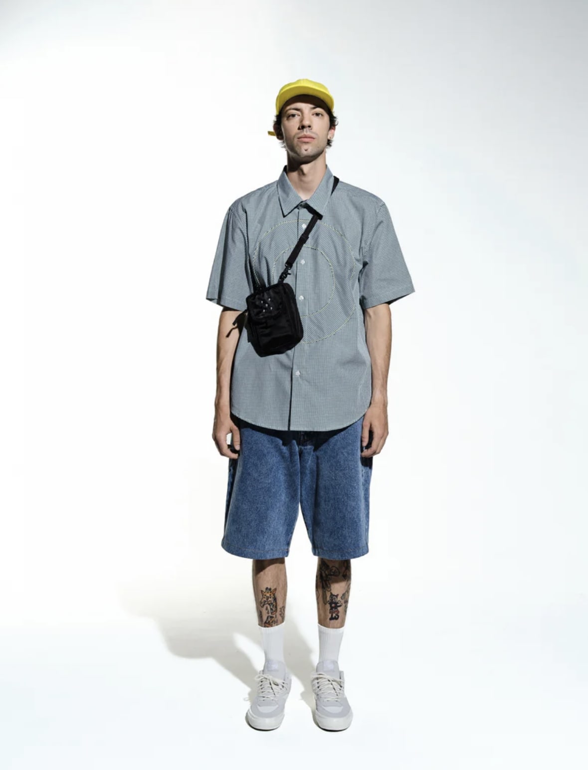 POP TRADING CO/ポップトレーディングカンパニー/Pop O Shortsleeve Gingham Shirt Green/White M