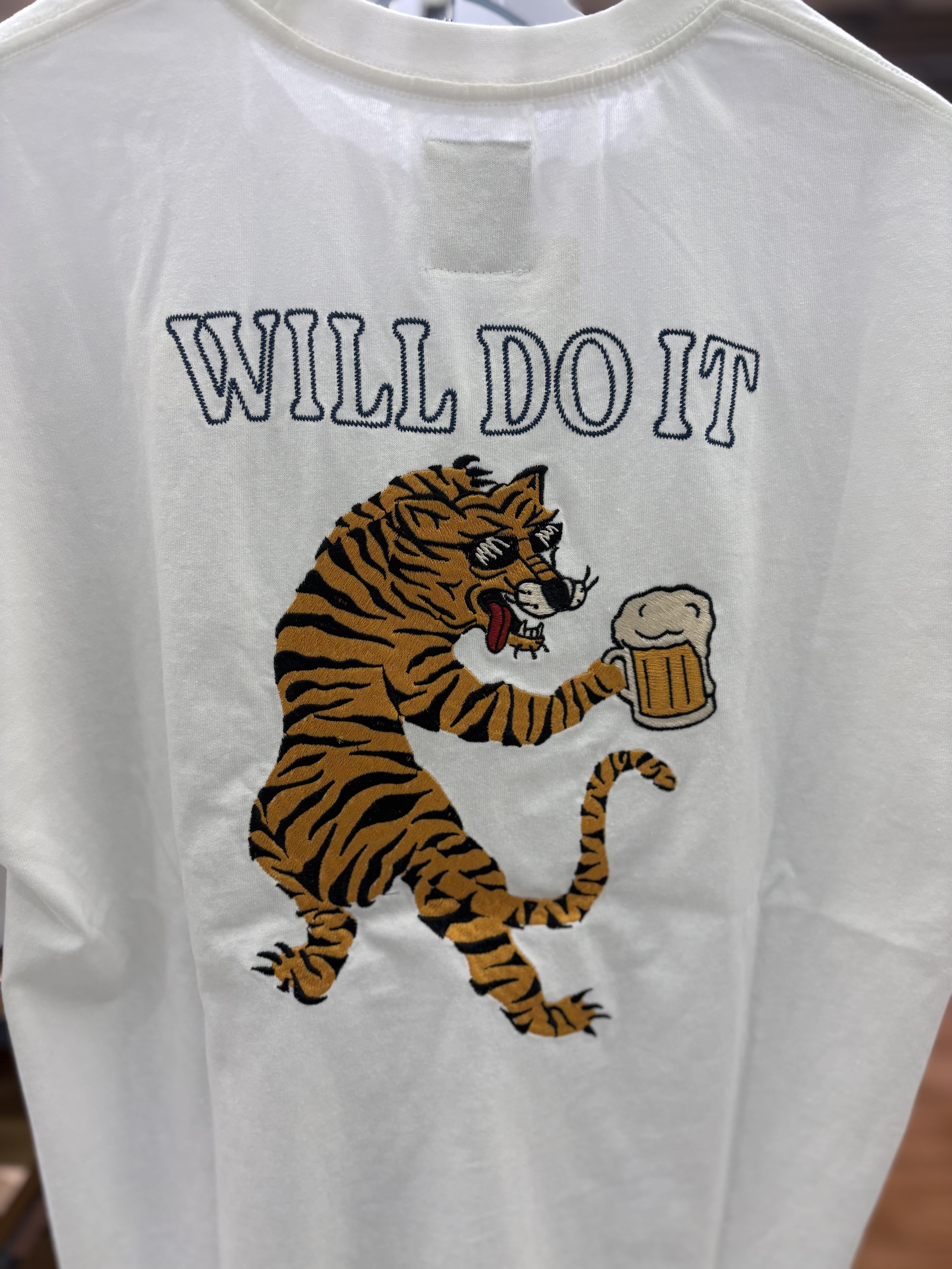 B omnivore/ビーオムニボー/16/10 E天竺 トラ刺繍 S/S TEE ホワイト M