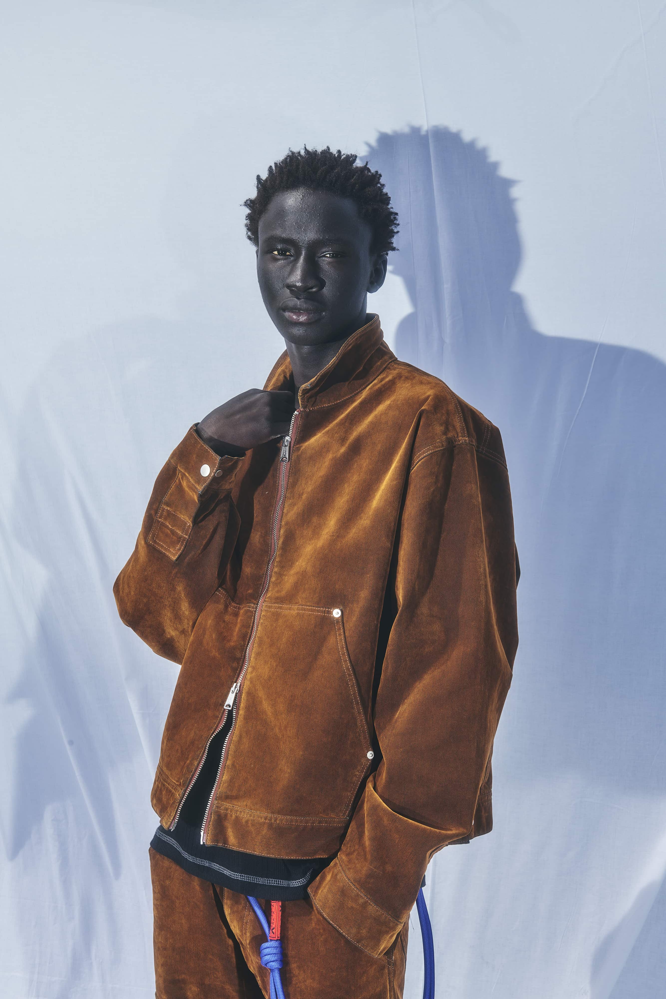 B omnivore/ビーオムニボー/FLOCKY DENIM COVER JACKET フロッキーデニムカバージャケット ブラウン M