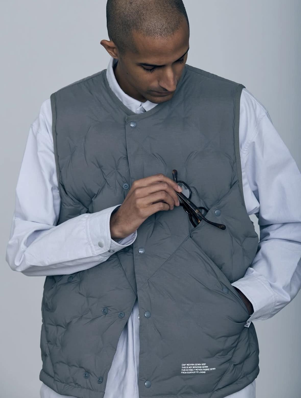 CMF OUTDOOR GARMENT/シーエムエフアウトドアガーメント/CMF WOVEN DOWN VEST ダウンベスト WOLF GRAY S