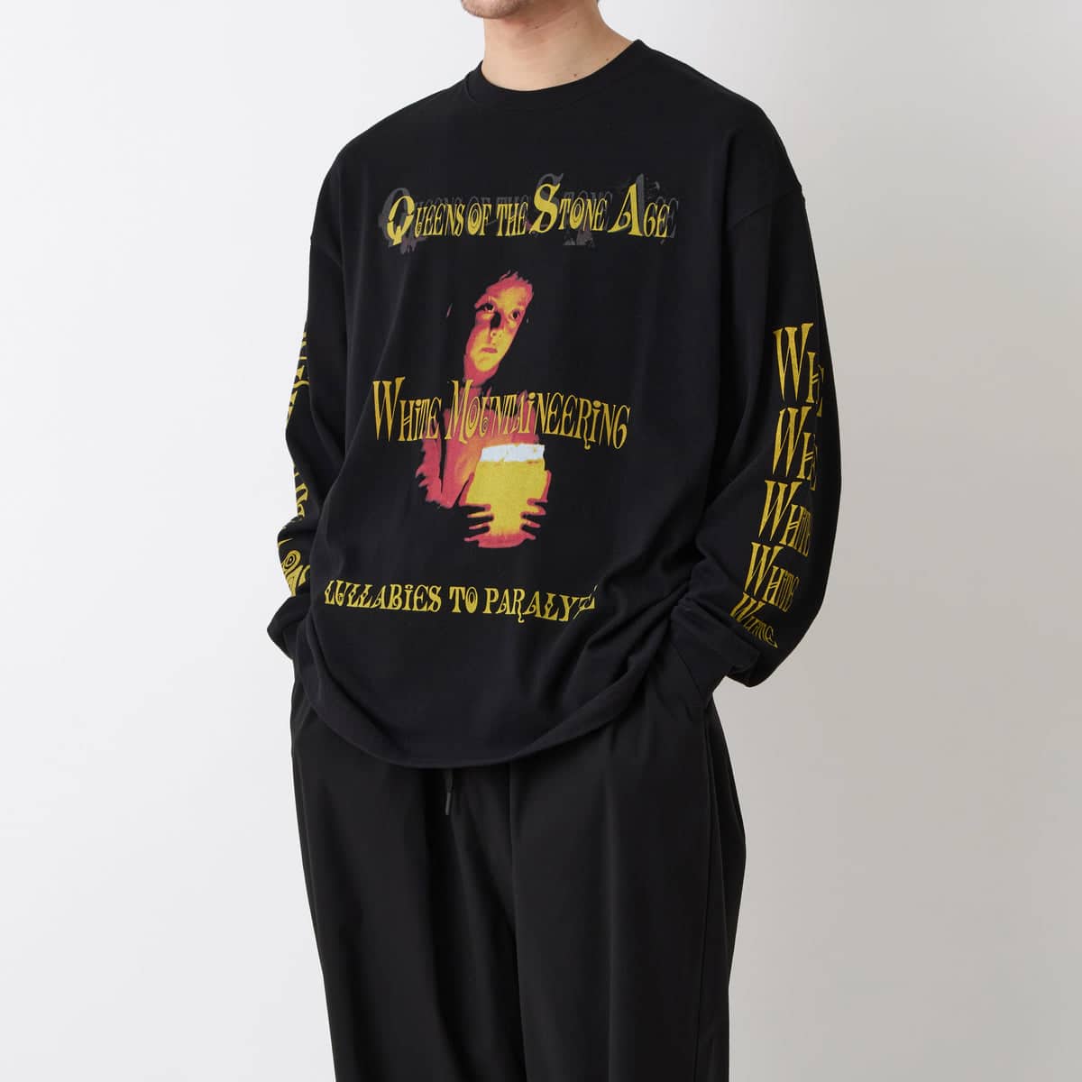 White Mountaineering/ホワイトマウンテニアリング/QOTSA LULLABIES TO PARALYZE L/S T-SHIRT Tシャツ BLACK L