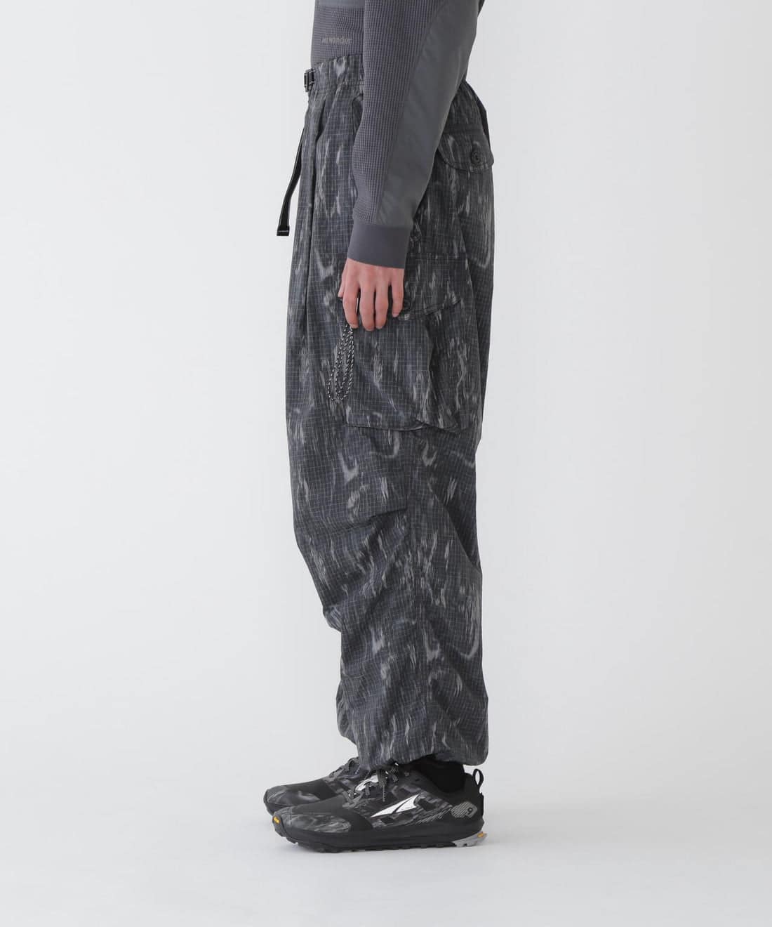 and wander/アンドワンダー/printed ripstop cargo pants カーゴパンツ BLACK M