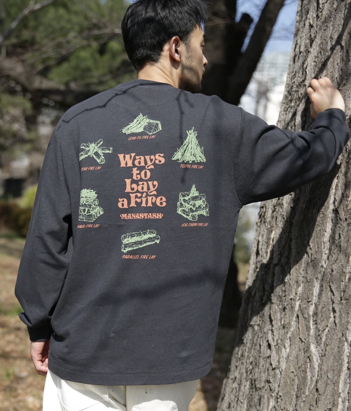 MANASTASH/マナスタッシュ/HEMP L/S TEE LAY A FIRE BLACK S