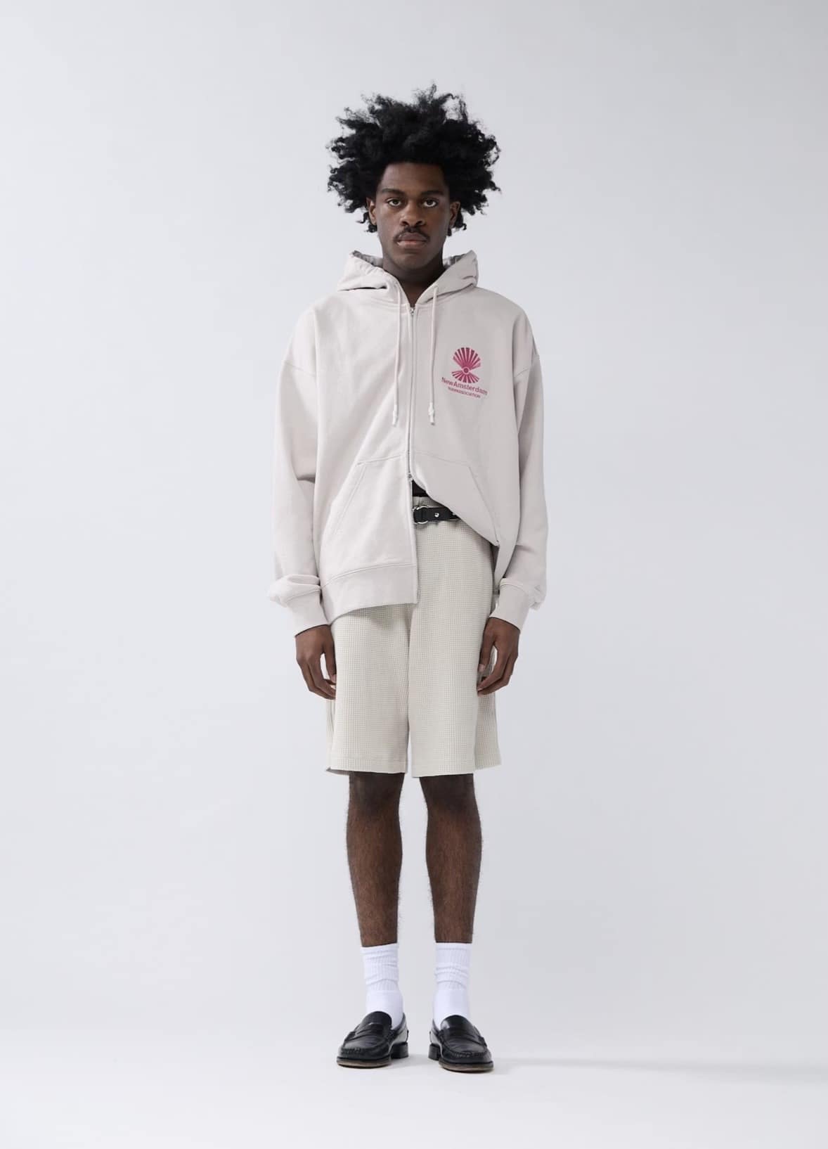 New Amsterdam Surf Association/ニューアムステルダムサーフアソシエーション/LOGO HOODIE ZIP-UP PEBBLE/MAGENTA ジップフーディ　パーカー PEBBLE/MAGENTA M