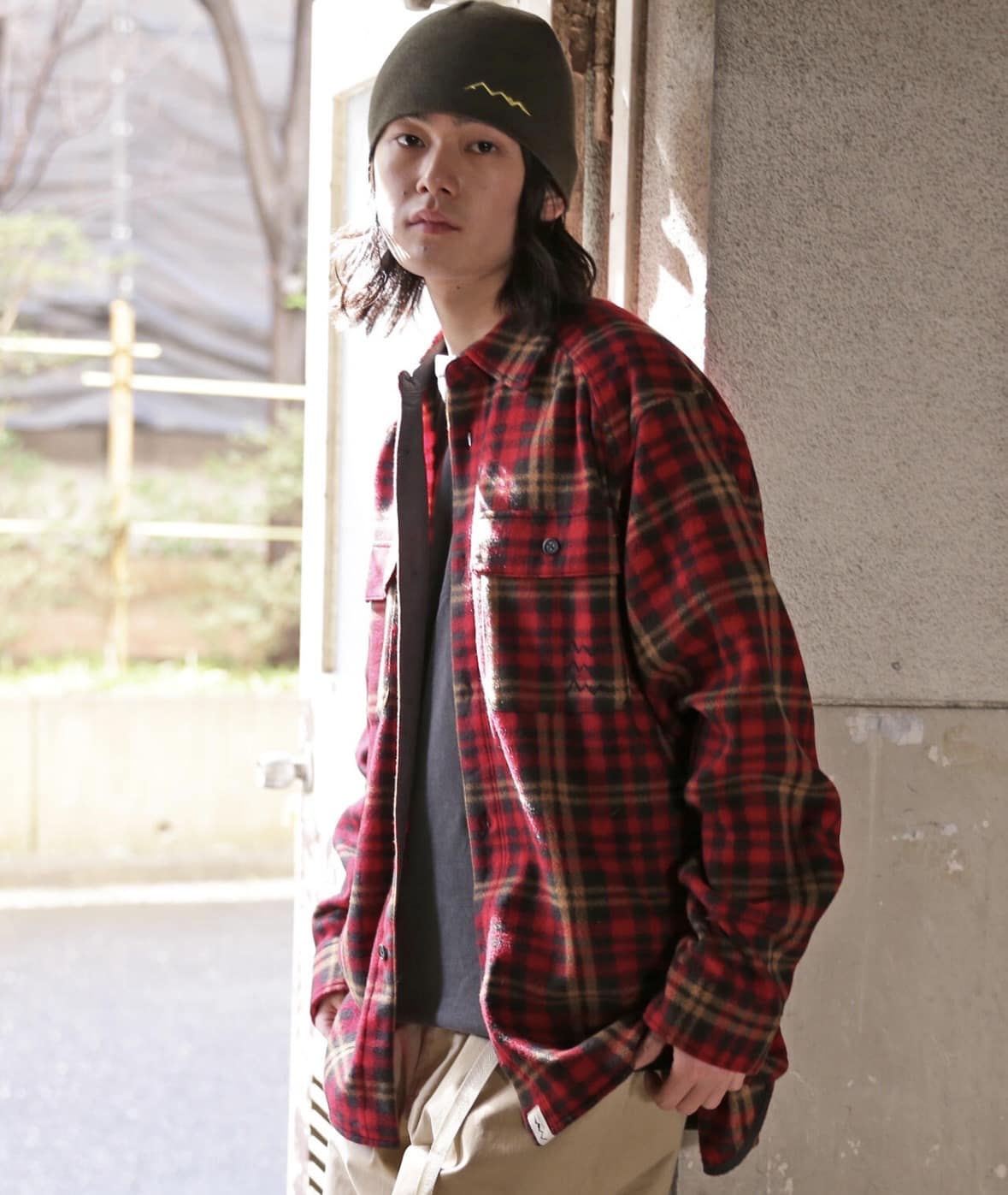 MANASTASH/マナスタッシュ/FLEECE PLAID CPO SHIRT レッド S