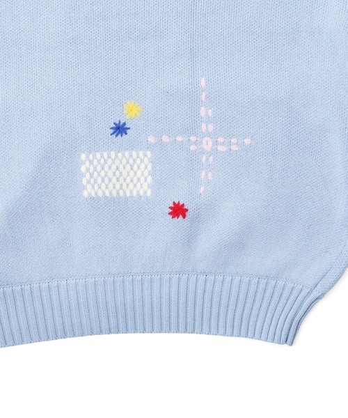 B omnivore/ビーオムニボー/HAND STITCH CARDIGAN ハンドステッチカーディガン サックスブルー M