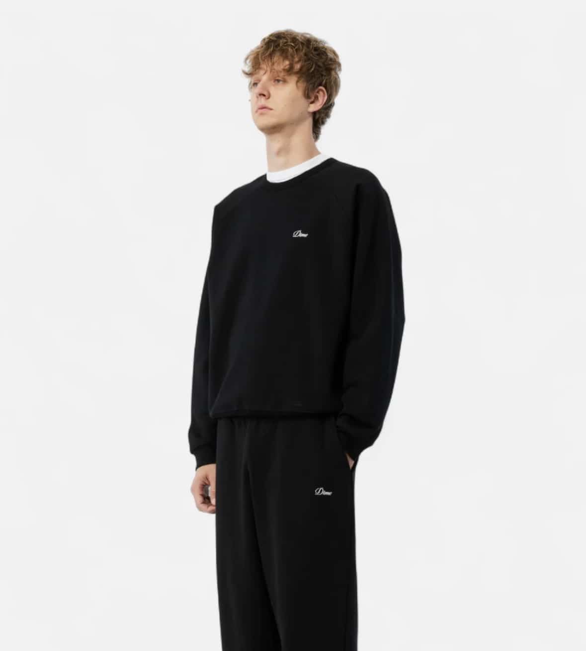 Dime/ダイム/Cursive Small Logo Crewneck BLACK S