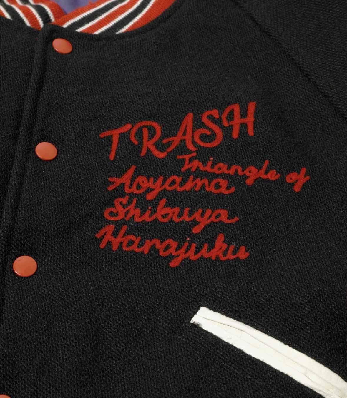 NEEDLES/ニードルズ/DECONSTRUCTED LETTERED JACKET - WOOL MELTON BLACK L