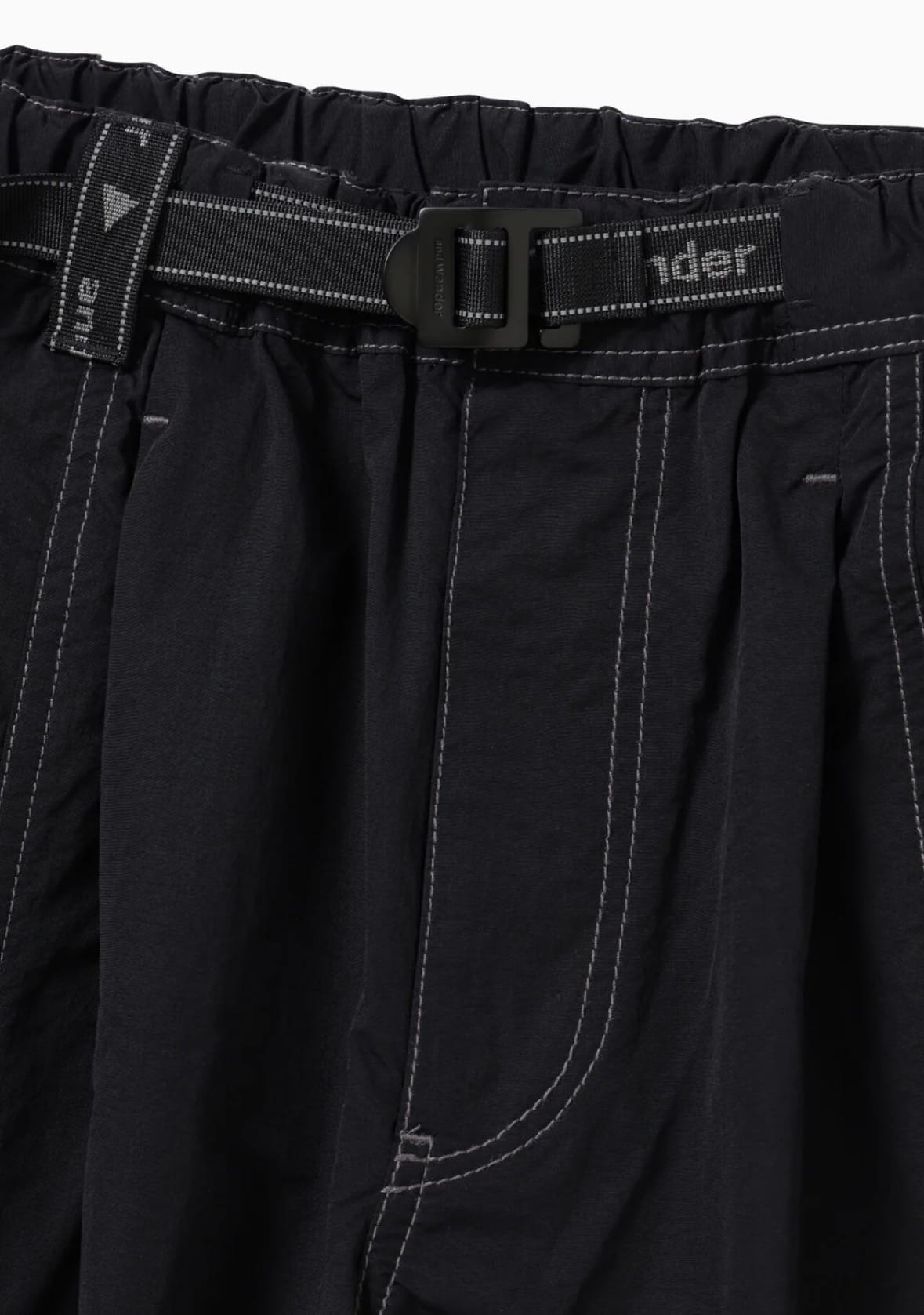 and wander/アンドワンダー/crinkled nylon pants ナイロンパンツ BLACK M