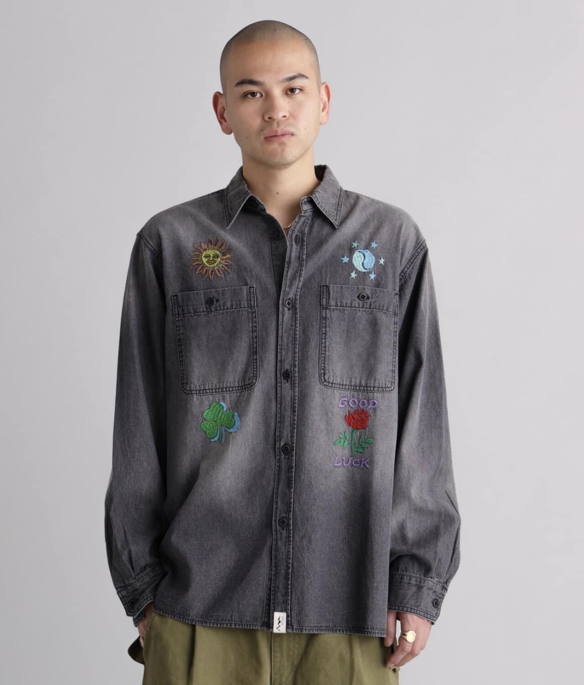 MANASTASH/マナスタッシュ/EMBROIDERY SHIRTS ブラック S