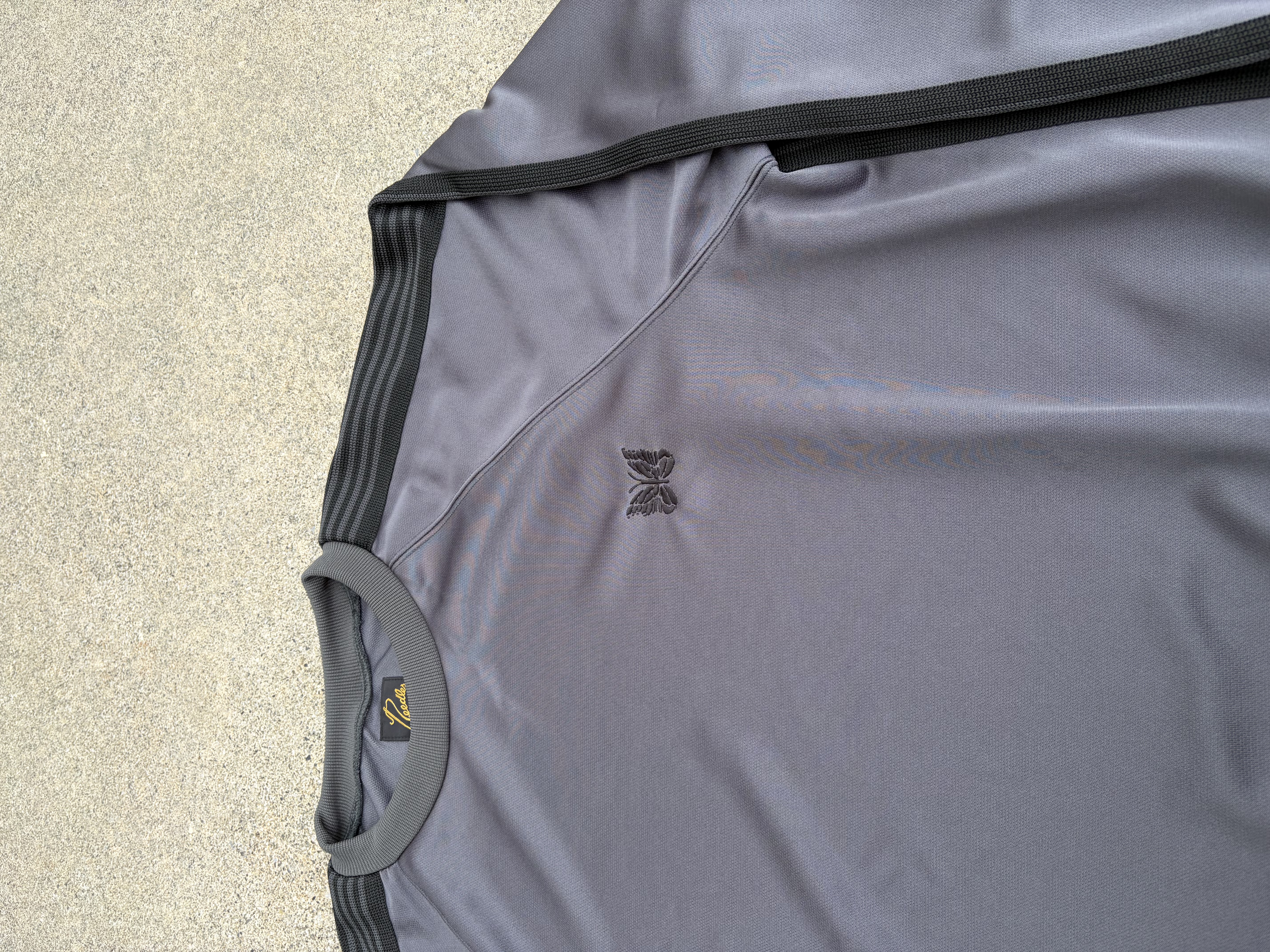 NEEDLES×BEAVER/ニードルズ×ビーバー/別注Track Crew Neck Shirt - Poly Smooth　-CHARCOAL- トラッククルーネックシャツ チャコール M