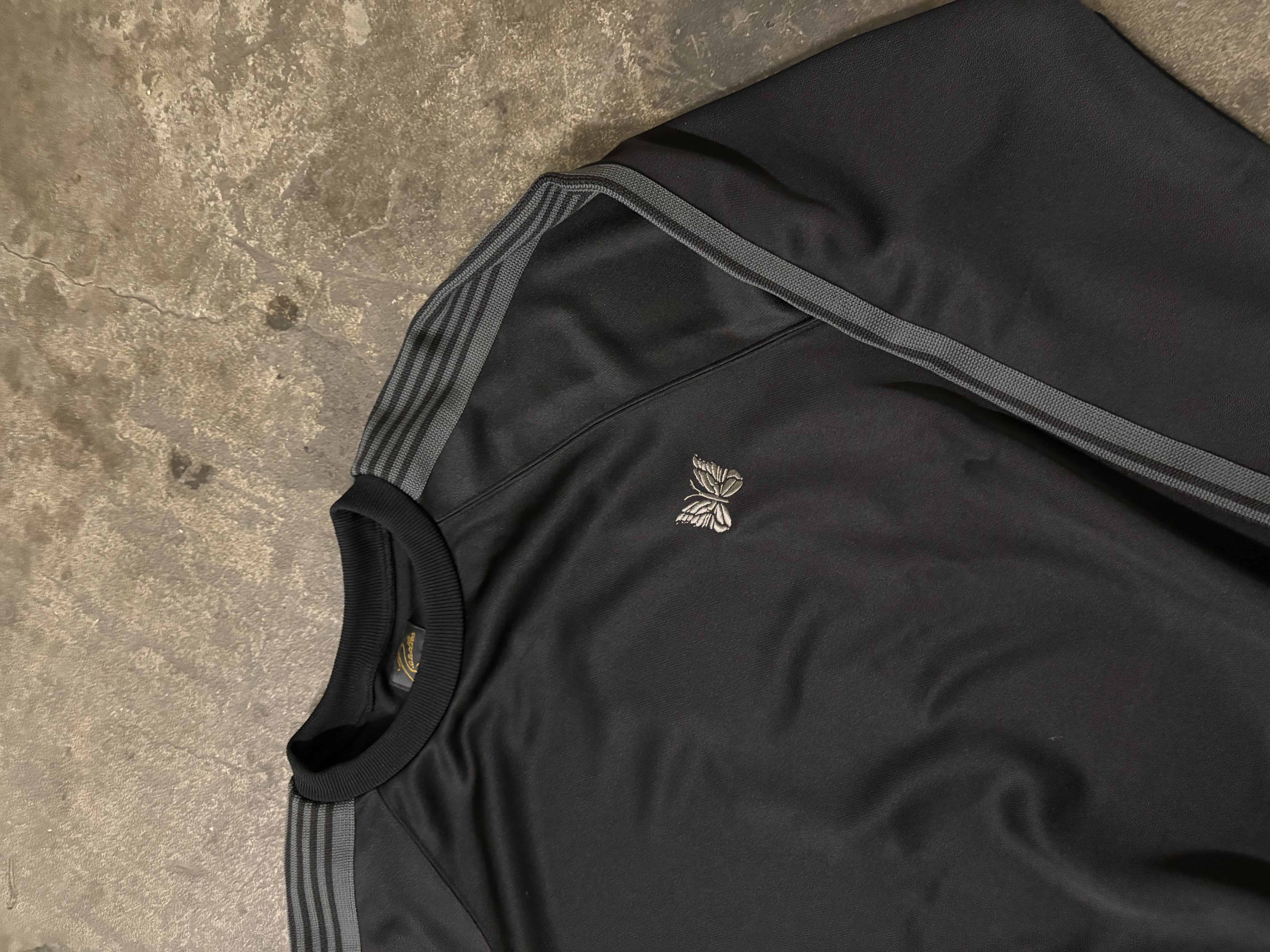 NEEDLES×BEAVER/ニードルズ×ビーバー/別注Track Crew Neck Shirt - Poly Smooth　-BLACK- トラッククルーネックシャツ BLACK M