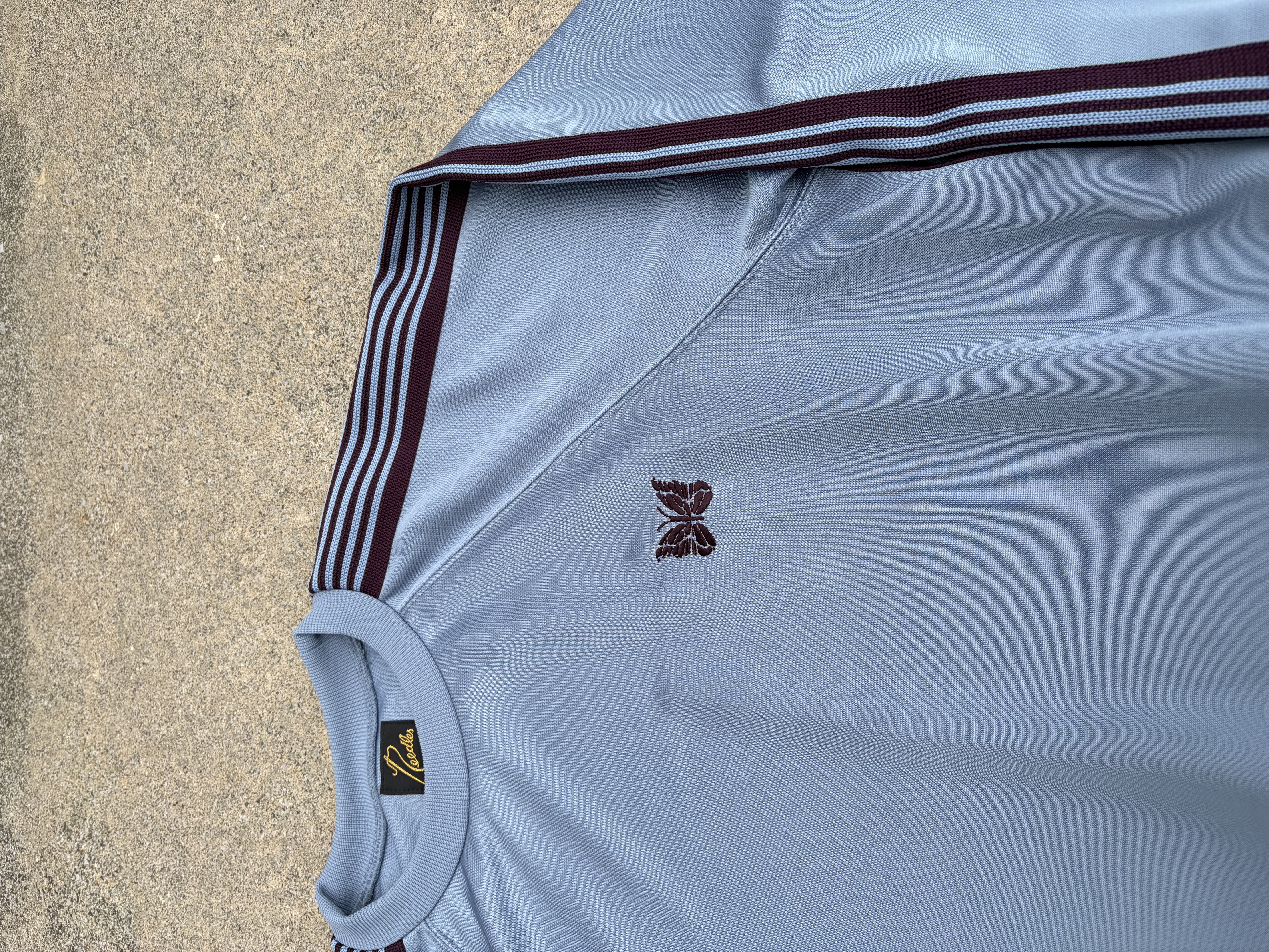 NEEDLES×BEAVER/ニードルズ×ビーバー/別注Track Crew Neck Shirt - Poly Smooth　-SAX- トラッククルーネックシャツ SAX M