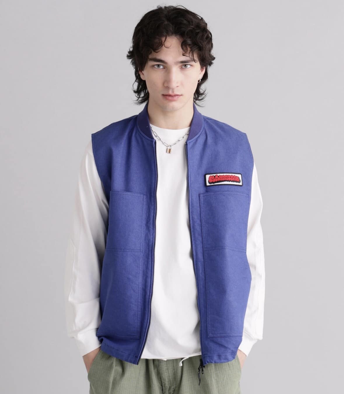 MANASTASH/マナスタッシュ/PATCHED LOGO WORK VEST ブルー S