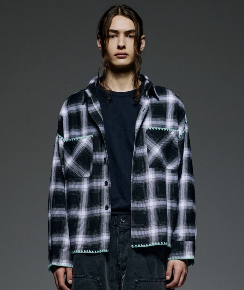 B omnivore/ビーオムニボー/HAND STITCH SHIRT ハンドステッチシャツ ホワイト M