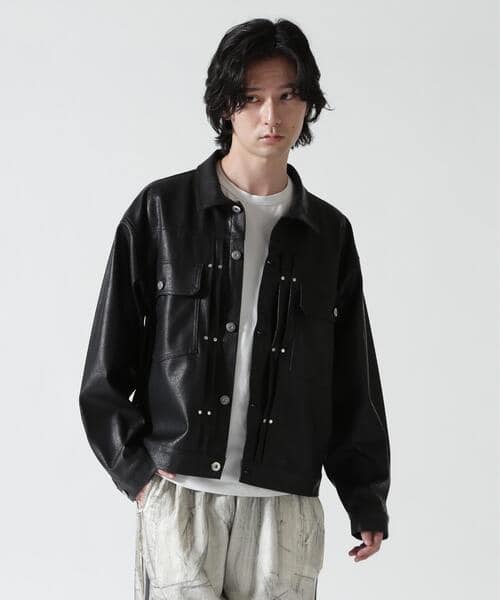 B omnivore/ビーオムニボー/FAUX LEATHER BLOUSON/フェイクレザーブルゾン BLACK M