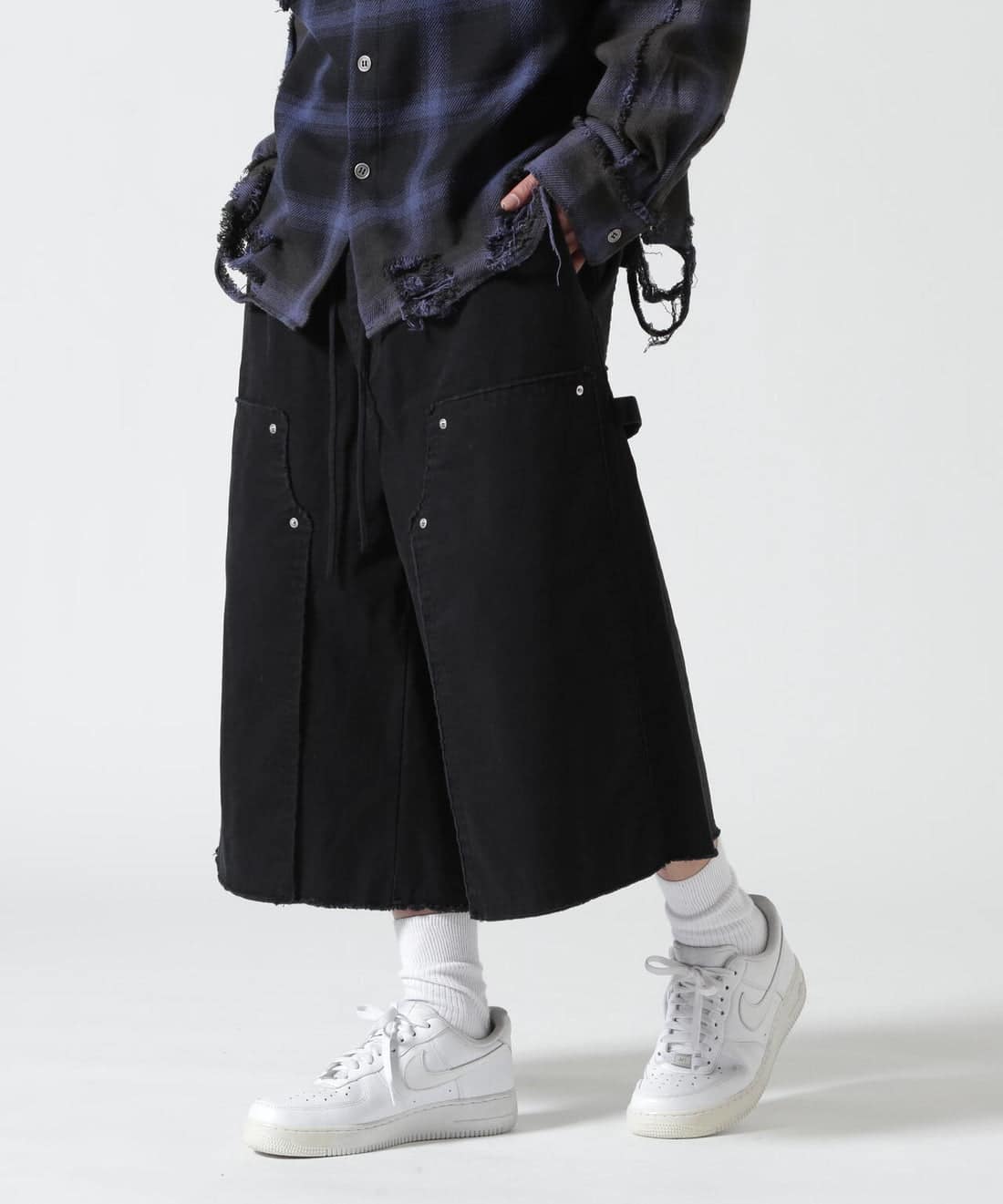 B omnivore/ビーオムニボー/W KNEE SHORTS RIP STOP ダブルニーショーツリップストップ BLACK M