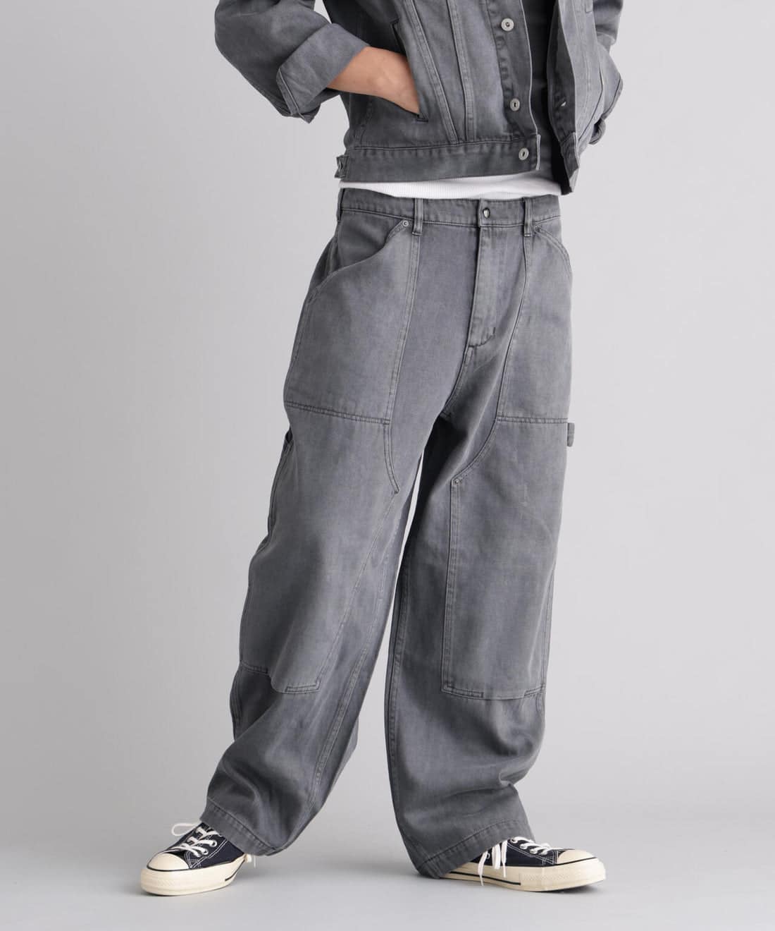 MANASTASH/マナスタッシュ/HEMP WASHED DOUBLE KNEE PANTS ブラック S