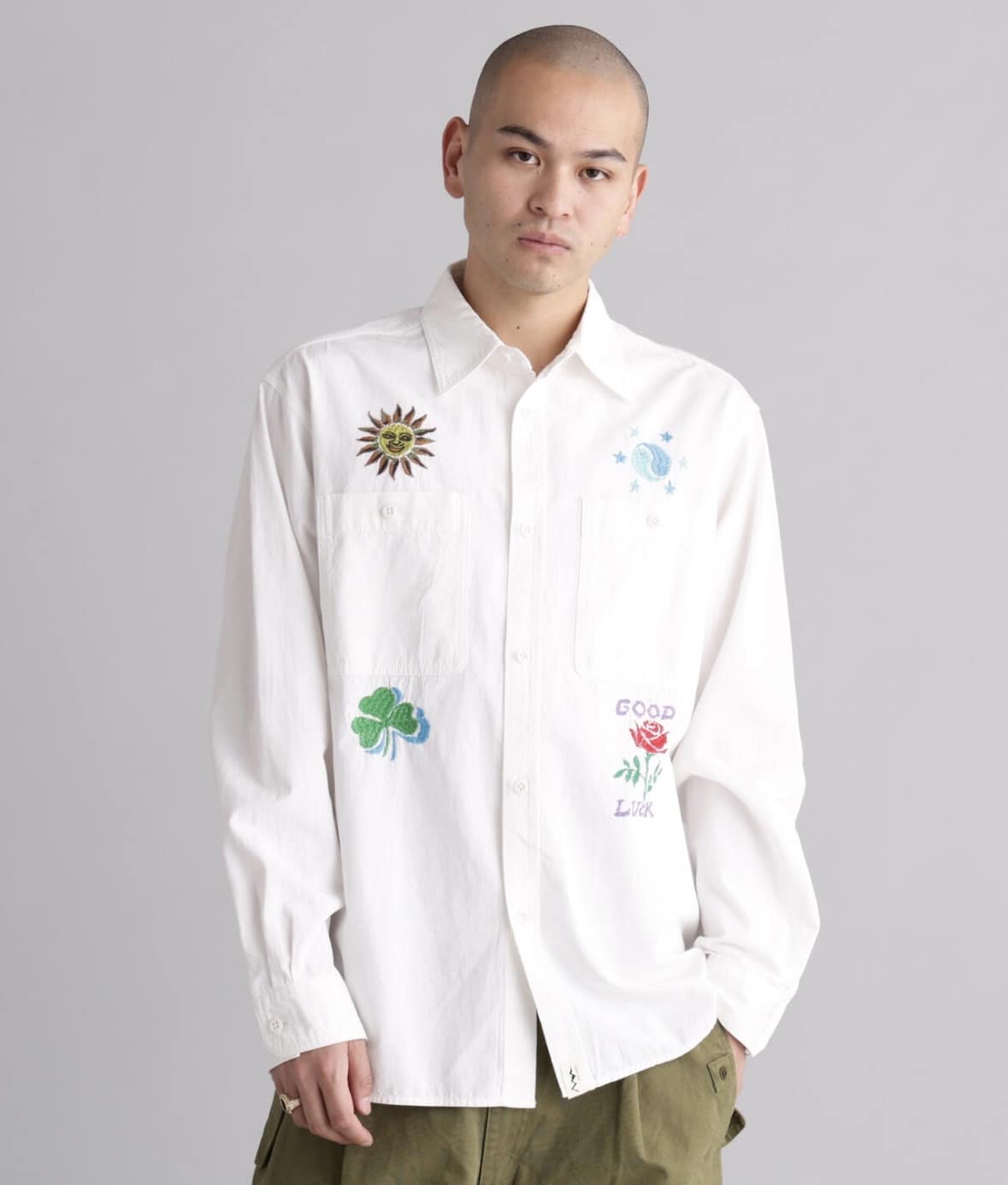 MANASTASH/マナスタッシュ/EMBROIDERY SHIRTS ホワイト S