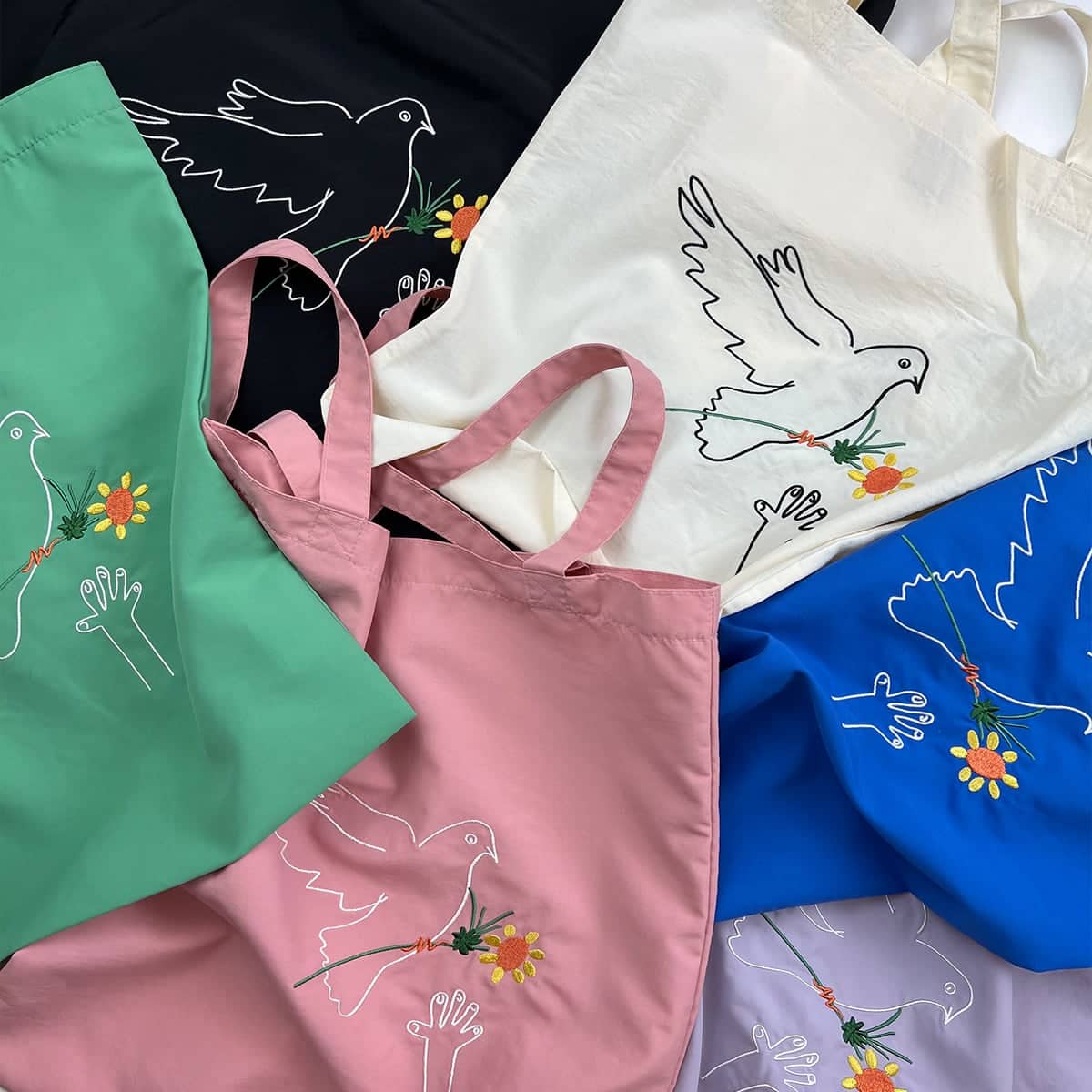 NOT OEM（ノットオーイーエム）/「鳩」/TOTO BAG トートバッグ PURPLE FREE