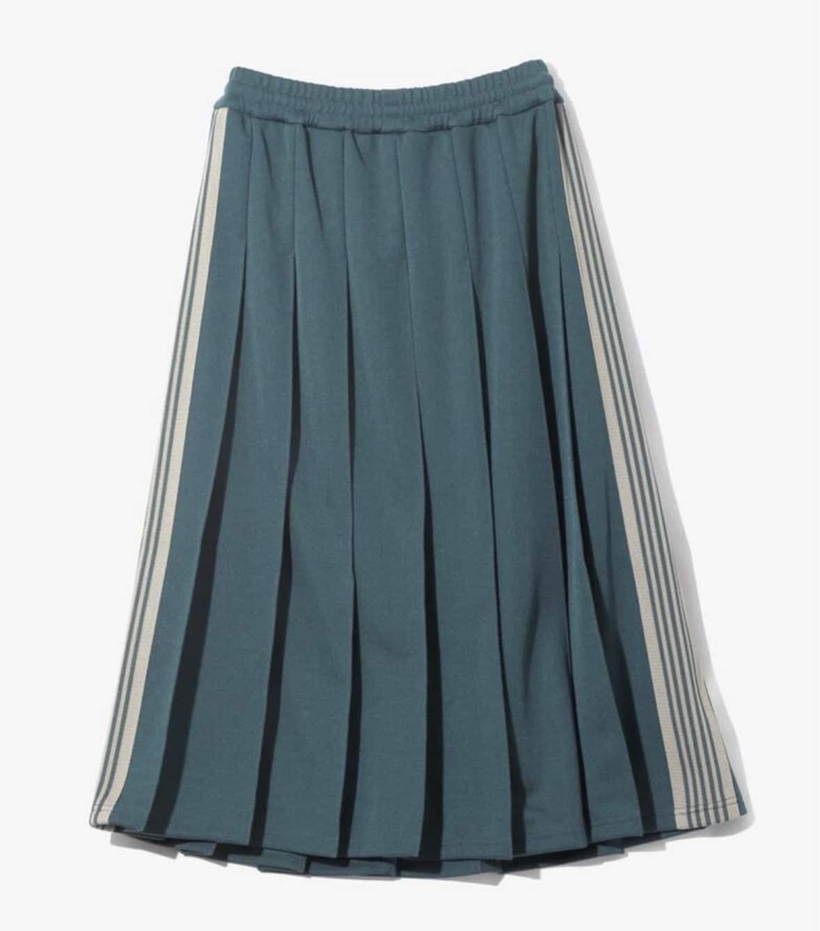 NEEDLES/ニードルズ/Pleated Track Skirt - Poly Smooth -GREEN- トラックスカート レディース GREEN 1