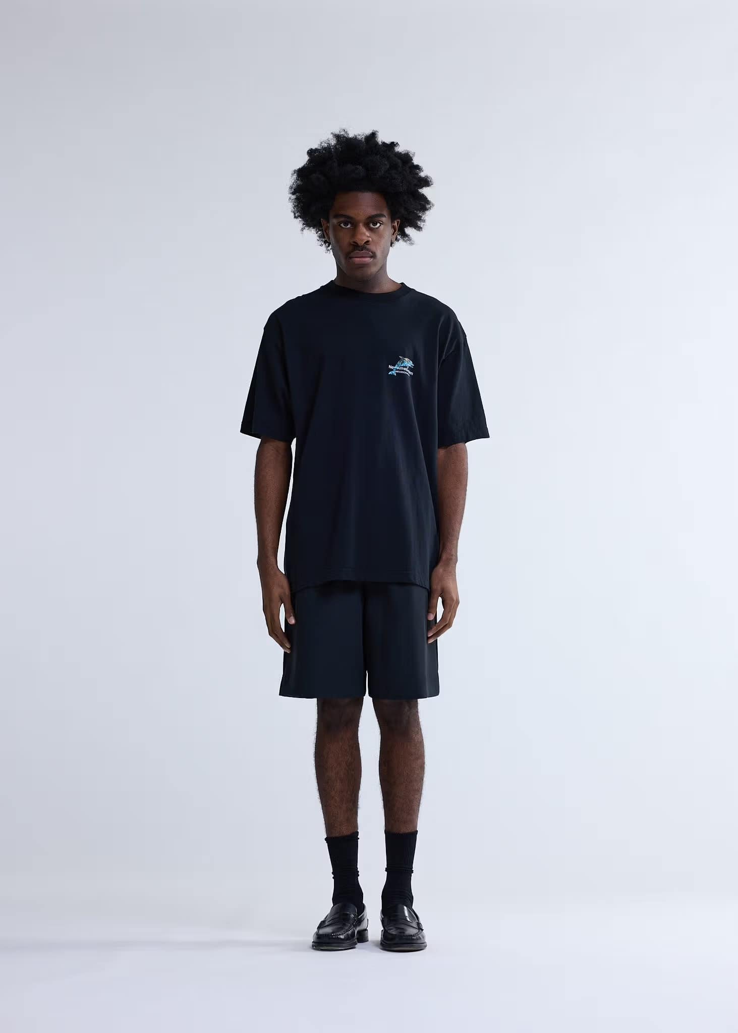 New Amsterdam Surf Association/ニューアムステルダムサーフアソシエーション/DOLPHIN TEE BLACK BLACK S