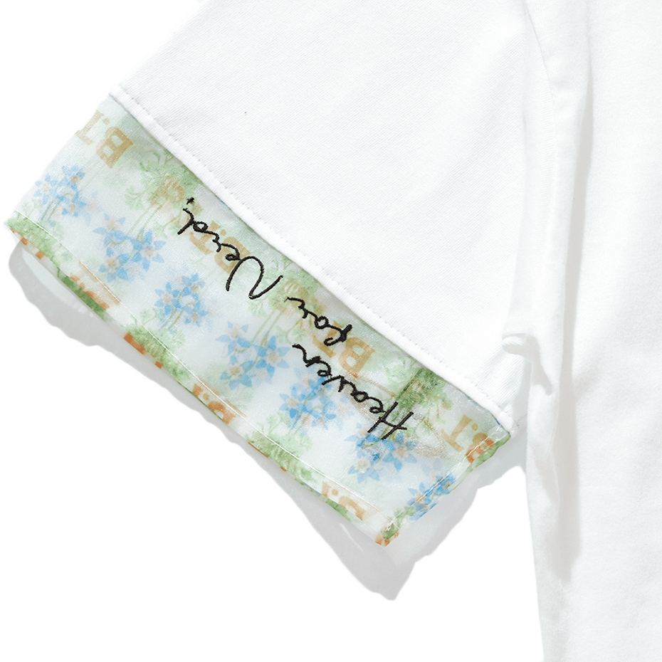 The NERDYS/ナーディーズ/Brigitte Tanaka×The NERDYS Pattern Sleeve T-shirt ブリジットタナカ White S