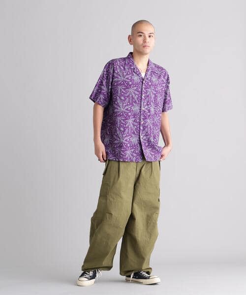 MANASTASH/マナスタッシュ/HEMP PATTERN SHIRTS シャツ パープル S