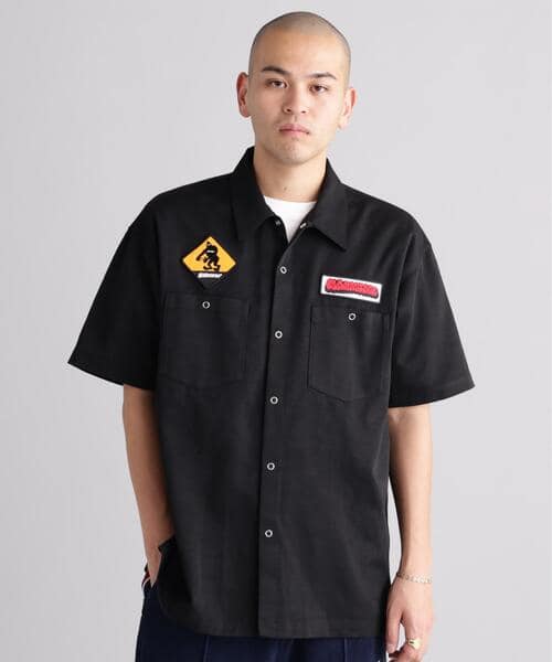 MANASTASH/マナスタッシュ/PATCHED LOGO WORK SHIRT ブラック S