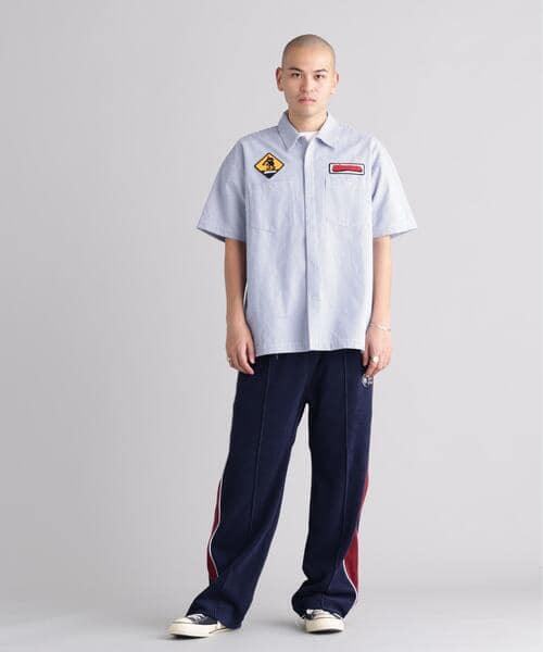 MANASTASH/マナスタッシュ/PATCHED LOGO WORK SHIRT ライトブルー S