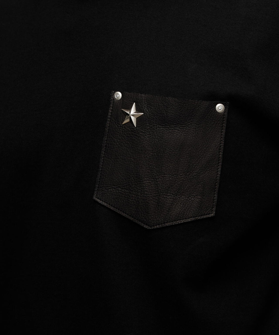 Schott/ショット/ONESTAR LEATHER POCKET T-SHIRT/ワンスターレザーポケット Tシャツ ブラック S