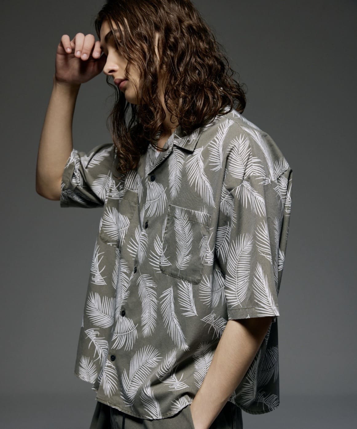 B omnivore/ビーオムニボー/PIGMENT WIND CLOTH SHIRT ピグメントウインドクロスシャツ オリーブ M