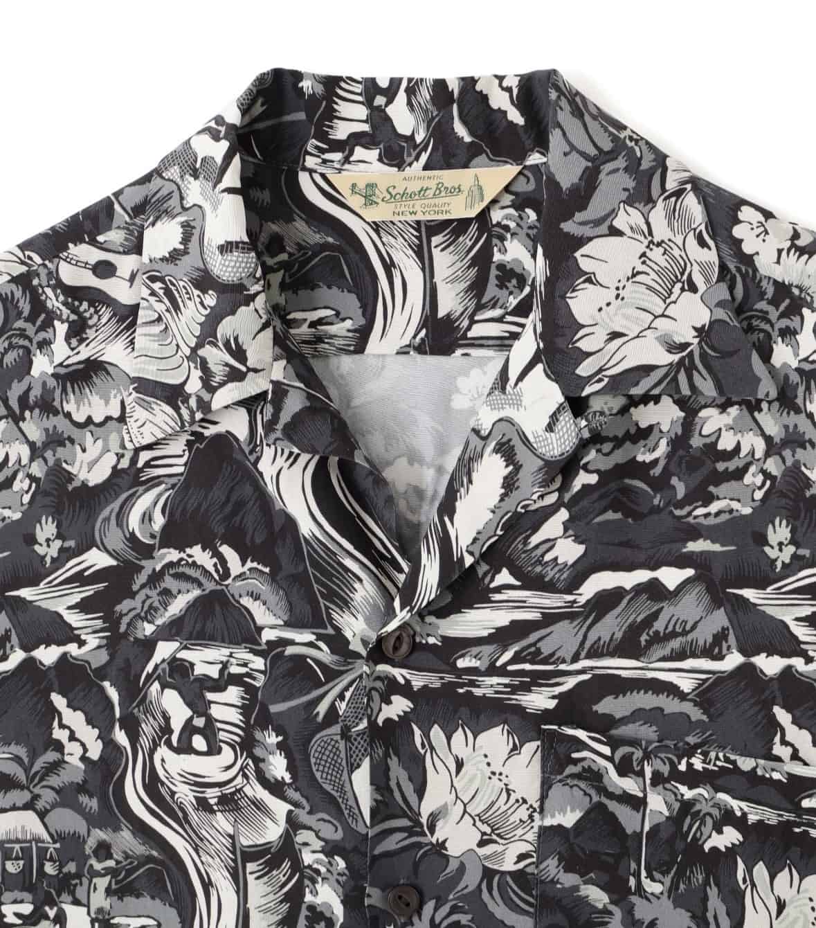 Schott×PJ/ショット×パイナップルジュース/WATER VALLEY RAYON SHIRT/ウォーター バリー レーヨンシャツ ブラック M