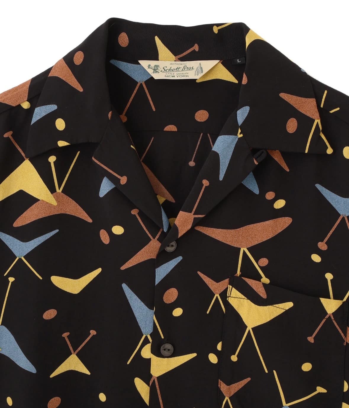 Schott×PJ/ショット×パイナップルジュース/ATOMIC RAYON SHIRT/アトミック レーヨンシャツ ブラック M