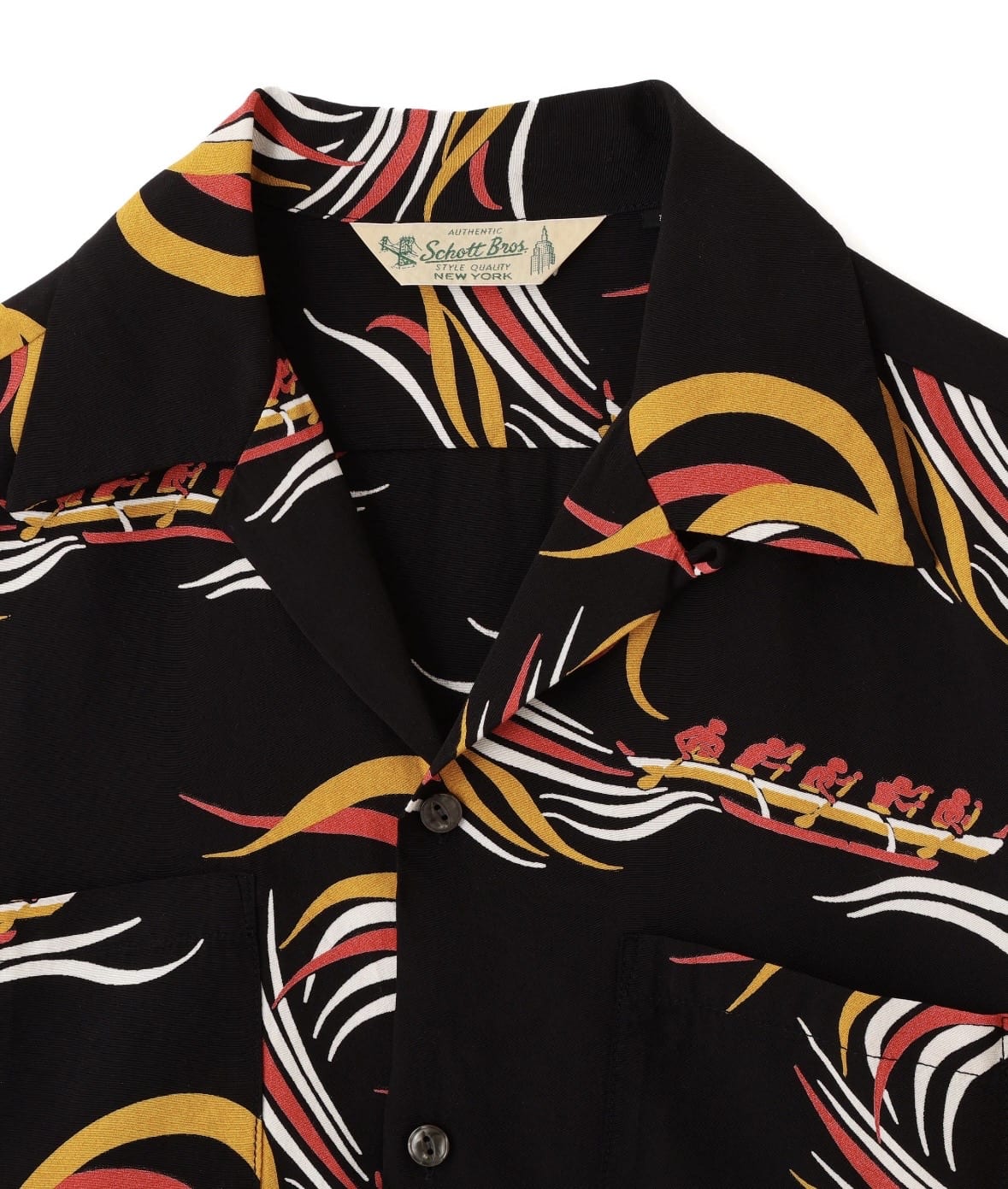 Schott×PJ/ショット×パイナップルジュース/BOAT RAYON SHIRT/ボート レーヨンシャツ ブラック M
