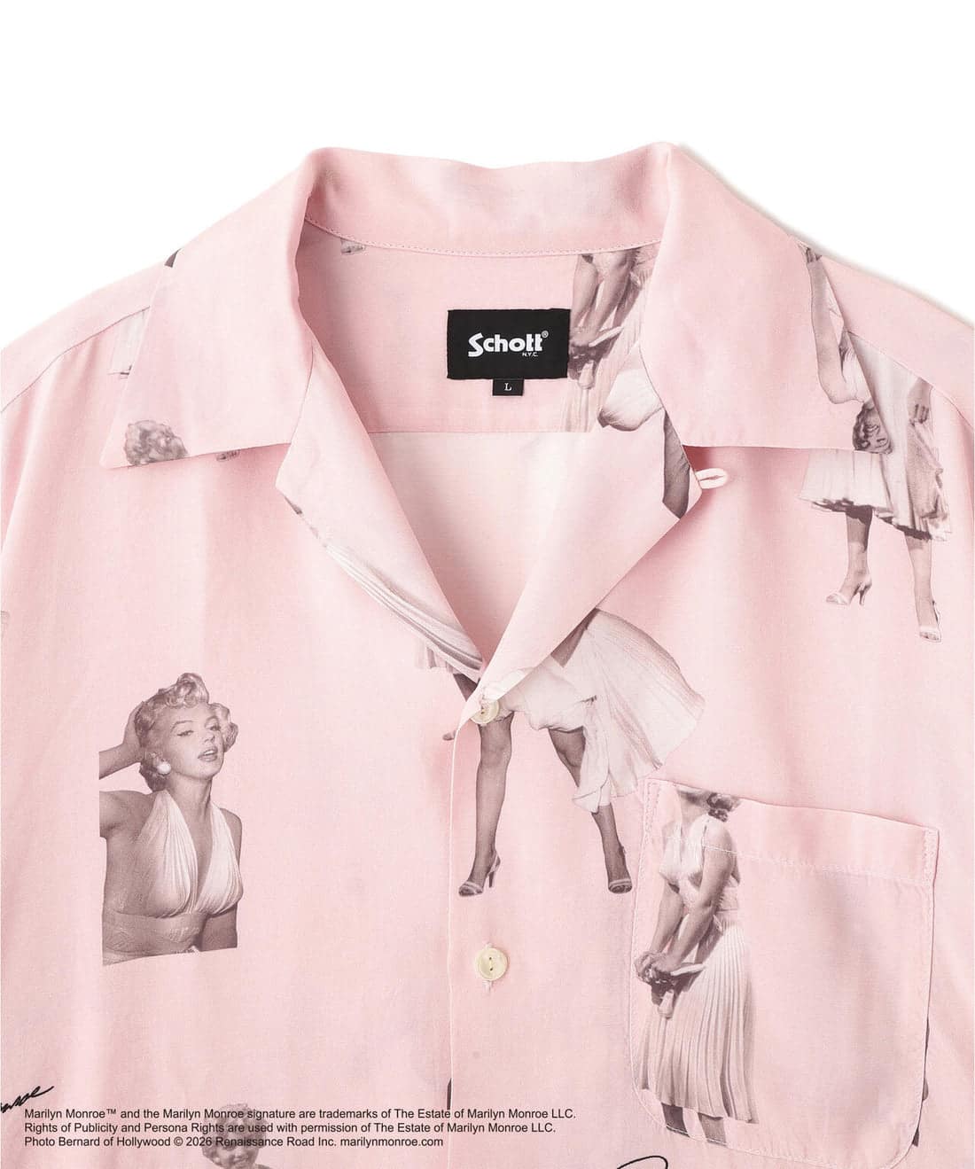 Schott/ショット/MARILYN MONROE RAYON SHIRT/マリリンモンロー レーヨンシャツ ピンク M
