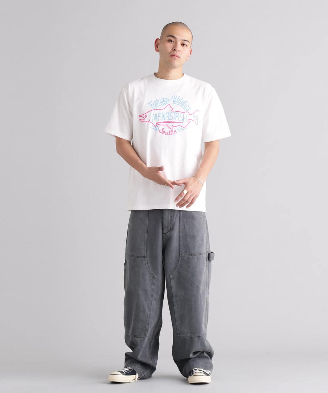 MANASTASH/マナスタッシュ/PUMICE TEE NEON SIGN Tシャツ ホワイト S