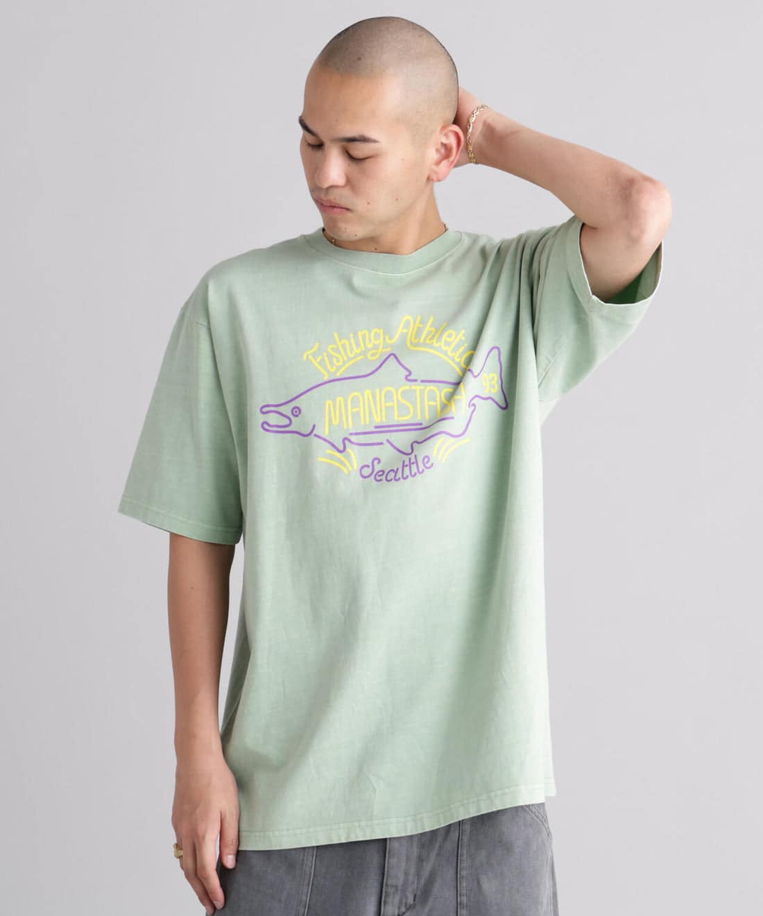 MANASTASH/マナスタッシュ/PUMICE TEE NEON SIGN Tシャツ ライトグリーン S