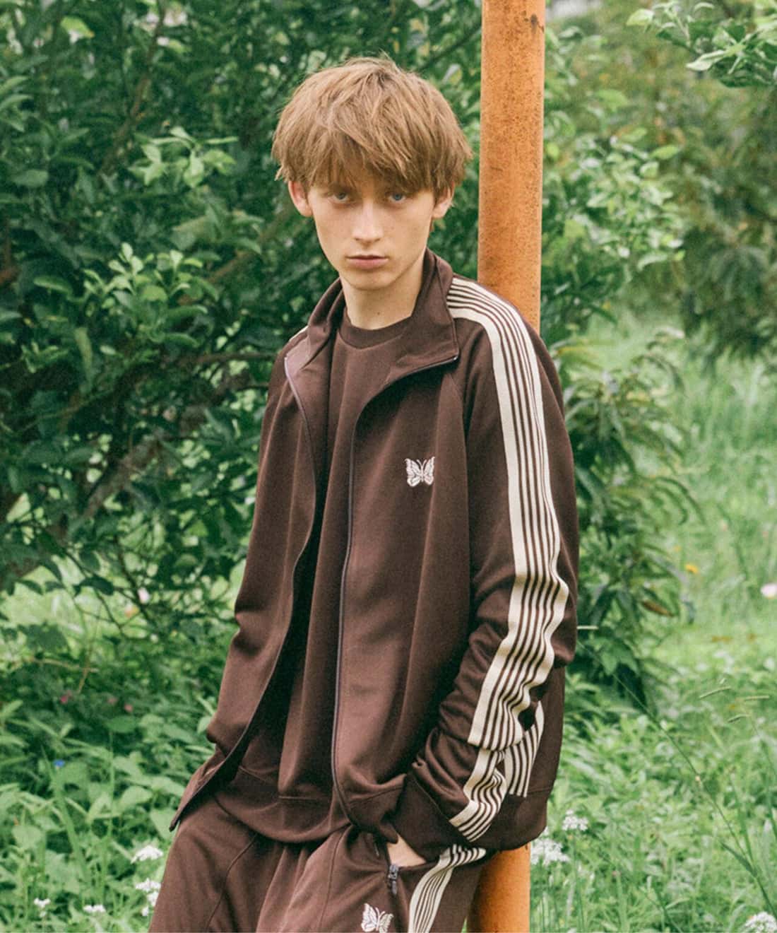 Needles×BEAVER/ニードルズ×ビーバー　別注Track Jacket - Poly Smooth -BROWN- トラックジャケット ブラウン S