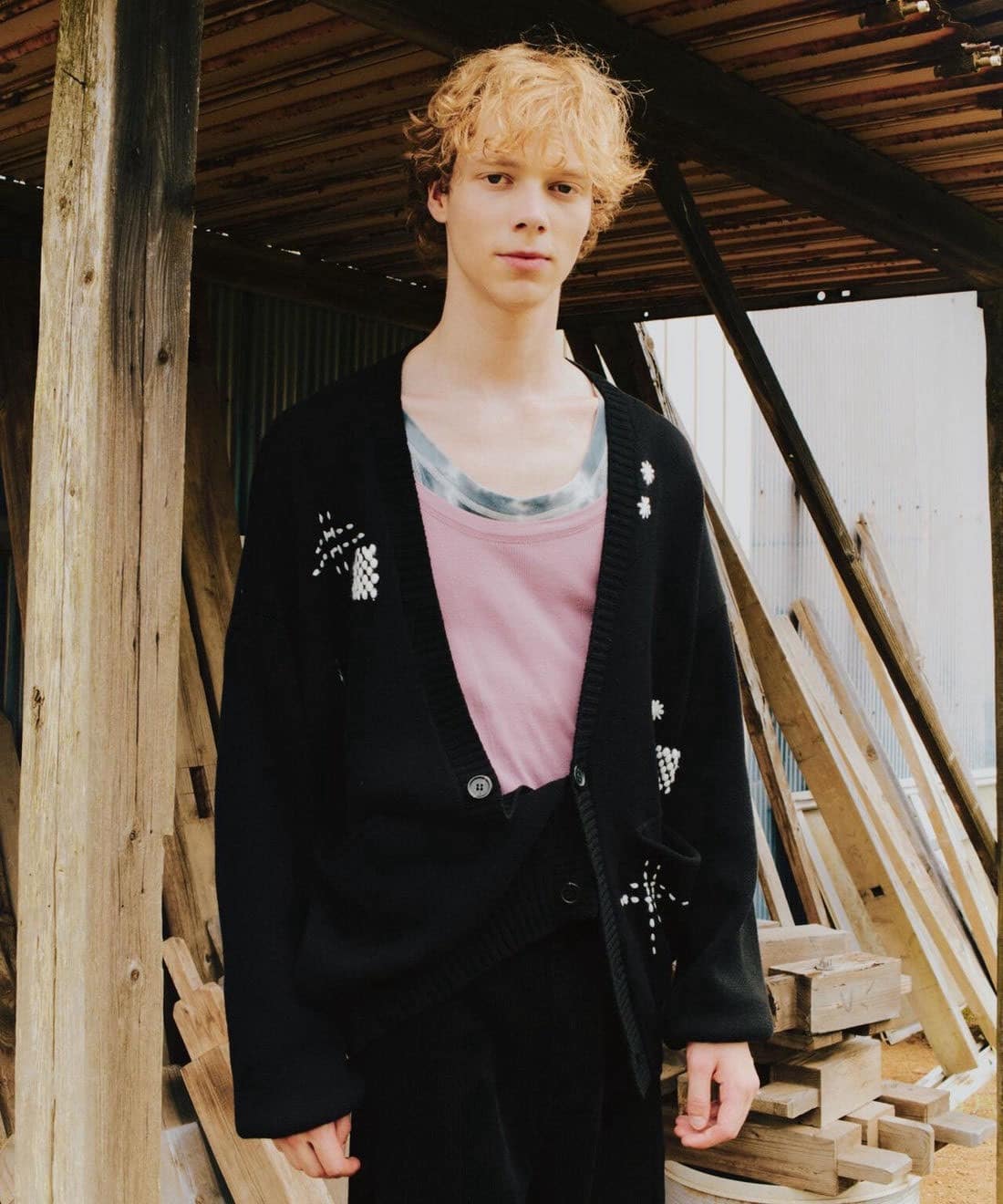 B omnivore/ビーオムニボー/HAND STITCH CARDIGAN ハンドステッチカーディガン ブラック M